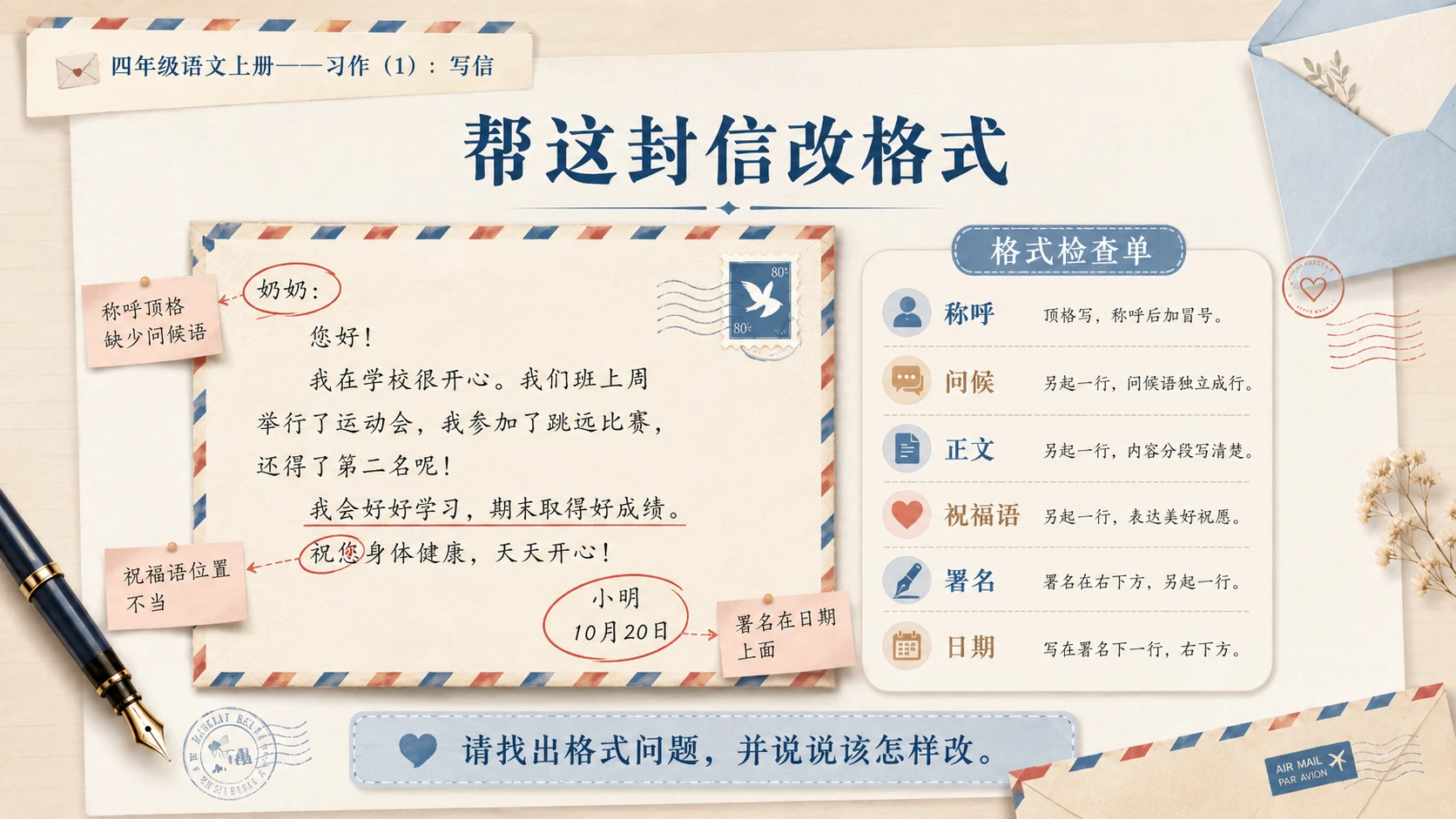 小学六年制统编教材系列课件——四年级语文上册：习作：写信（1） - 预览图13