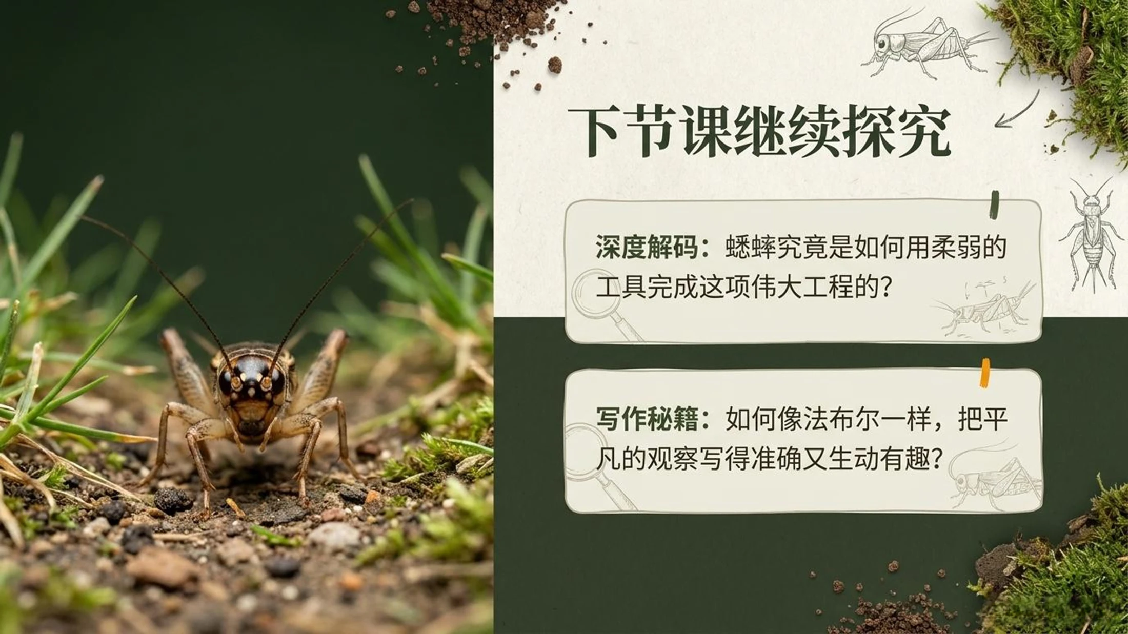 小学六年制统编教材系列课件——四年级语文上册第11课（1）：蟋蟀的住宅 - 预览图17