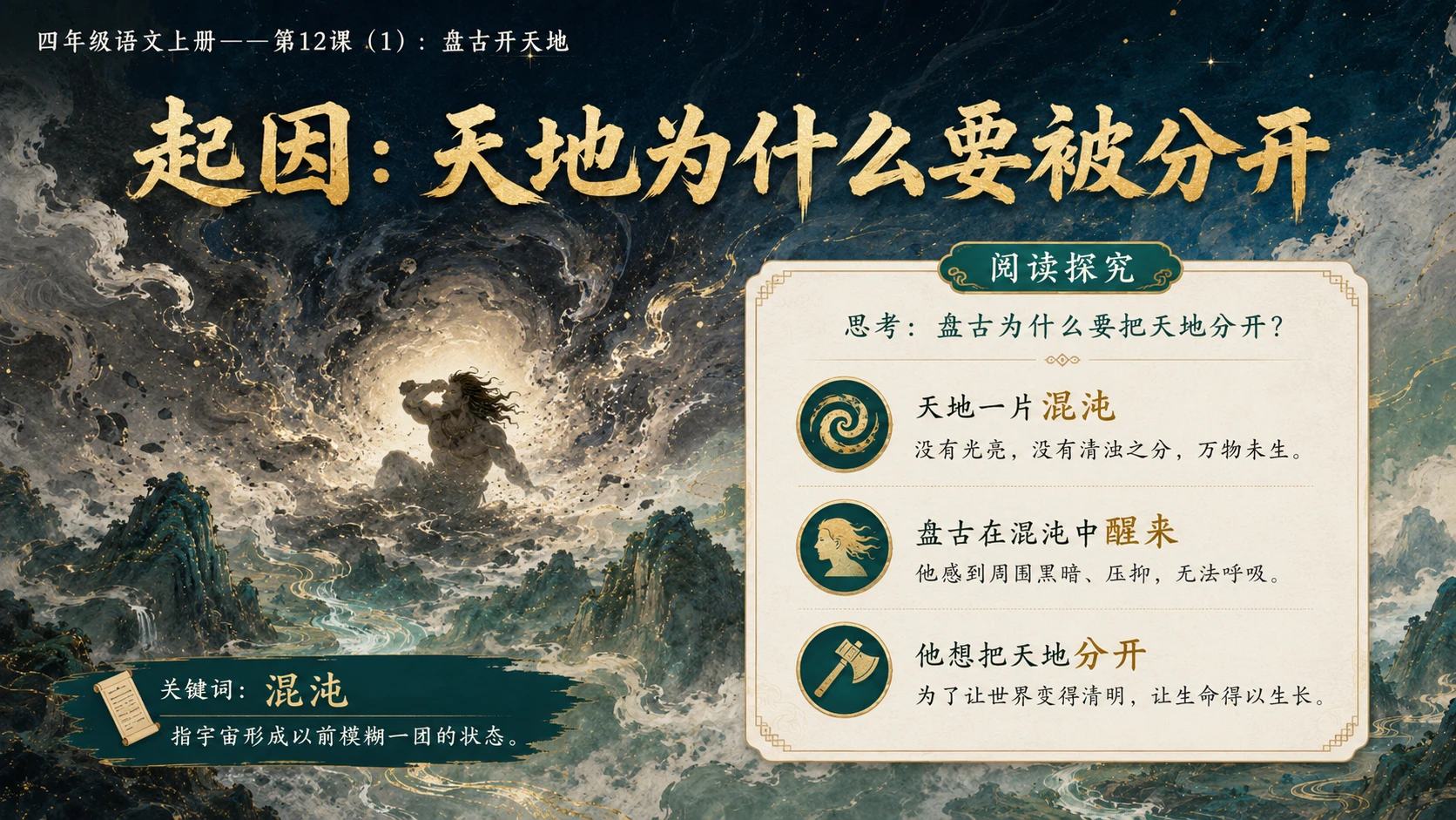 小学六年制统编教材系列课件——四年级语文上册第12课（1）：盘古开天地 - 预览图7