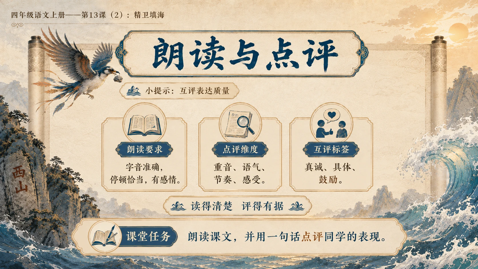 小学六年制统编教材系列课件——四年级语文上册第13课（2）：精卫填海 - 预览图14