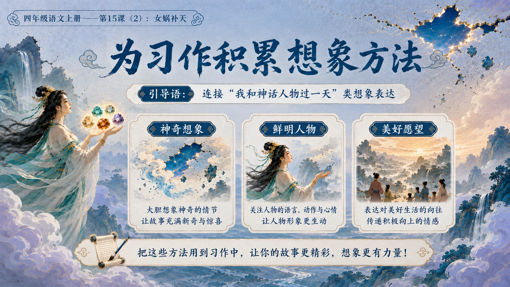 小学六年制统编教材系列课件——四年级语文上册第15课（2）：女娲补天 - 预览图16
