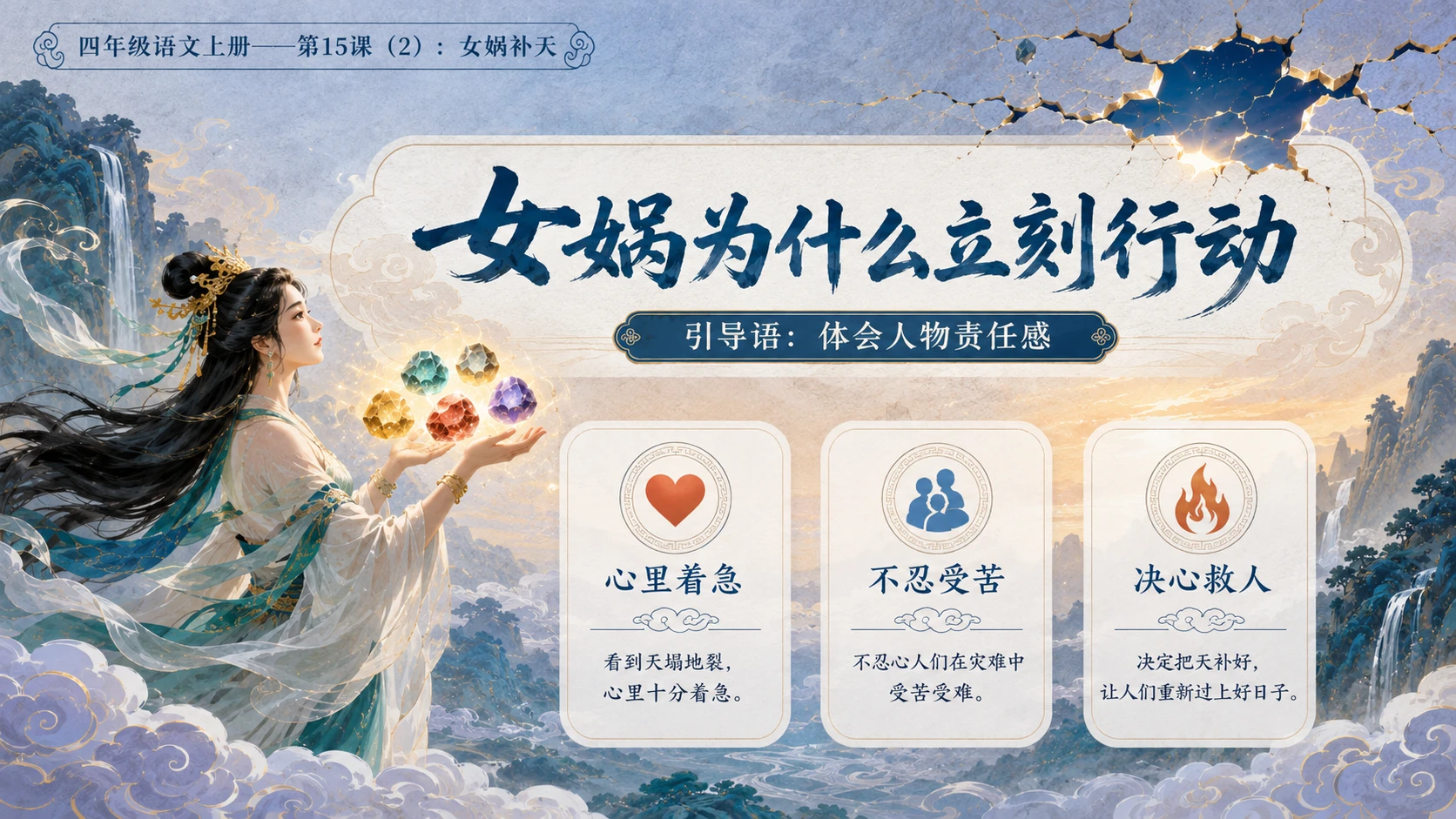 小学六年制统编教材系列课件——四年级语文上册第15课（2）：女娲补天 - 预览图6