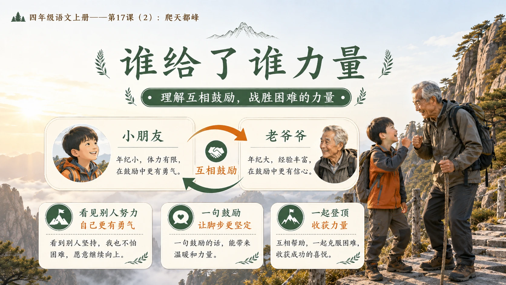 小学六年制统编教材系列课件——四年级语文上册第17课（2）：爬天都峰 - 预览图11