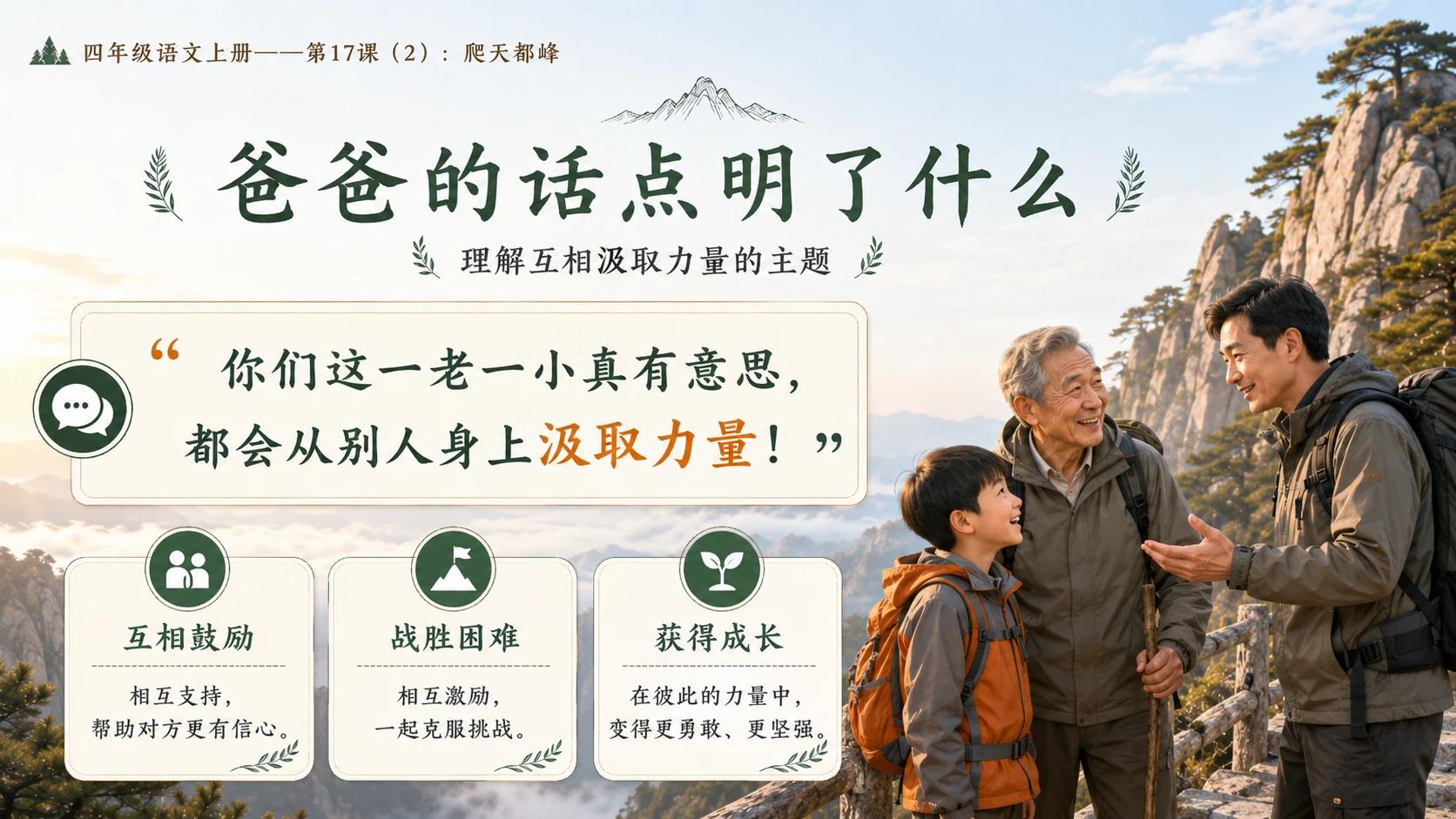 小学六年制统编教材系列课件——四年级语文上册第17课（2）：爬天都峰 - 预览图10