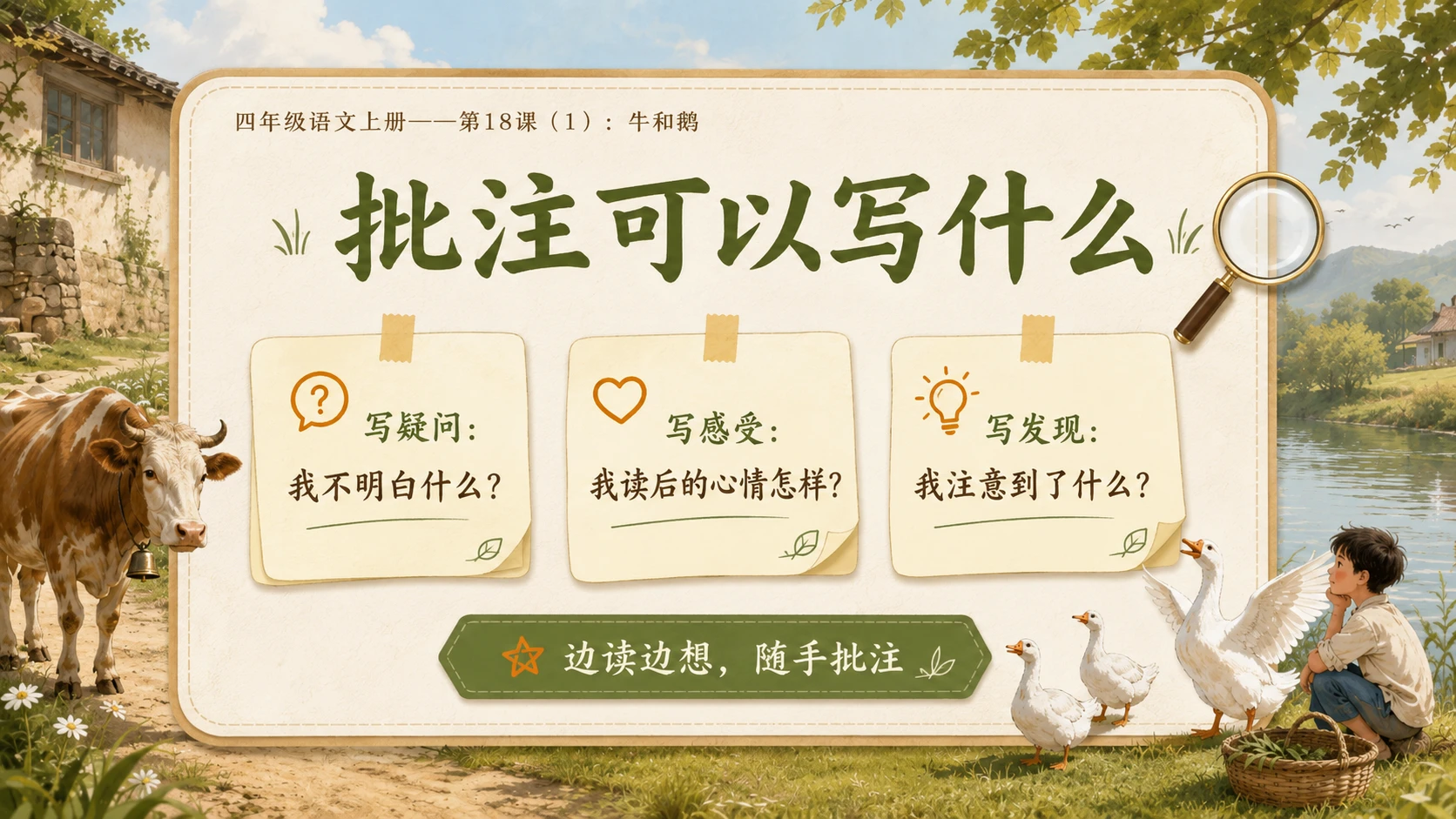 小学六年制统编教材系列课件——四年级语文上册第18课（1）：牛和鹅 - 预览图8
