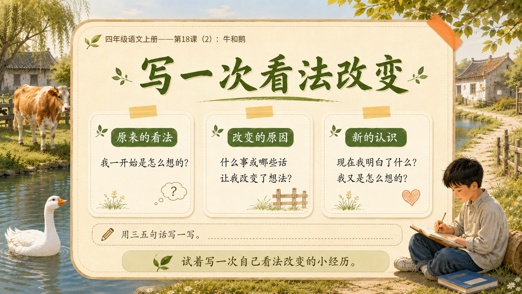小学六年制统编教材系列课件——四年级语文上册第18课（2）：牛和鹅 - 预览图12