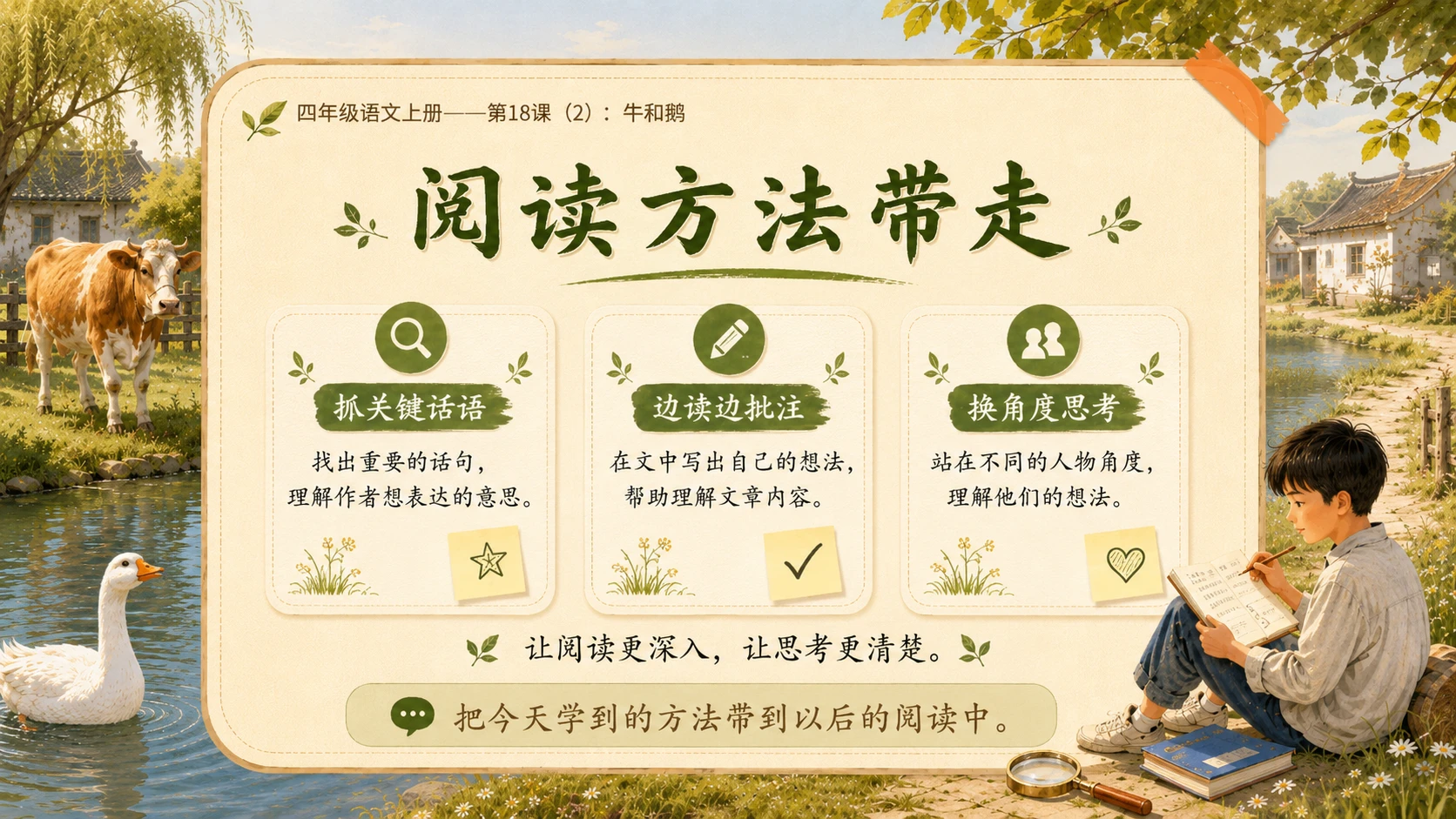 小学六年制统编教材系列课件——四年级语文上册第18课（2）：牛和鹅 - 预览图14