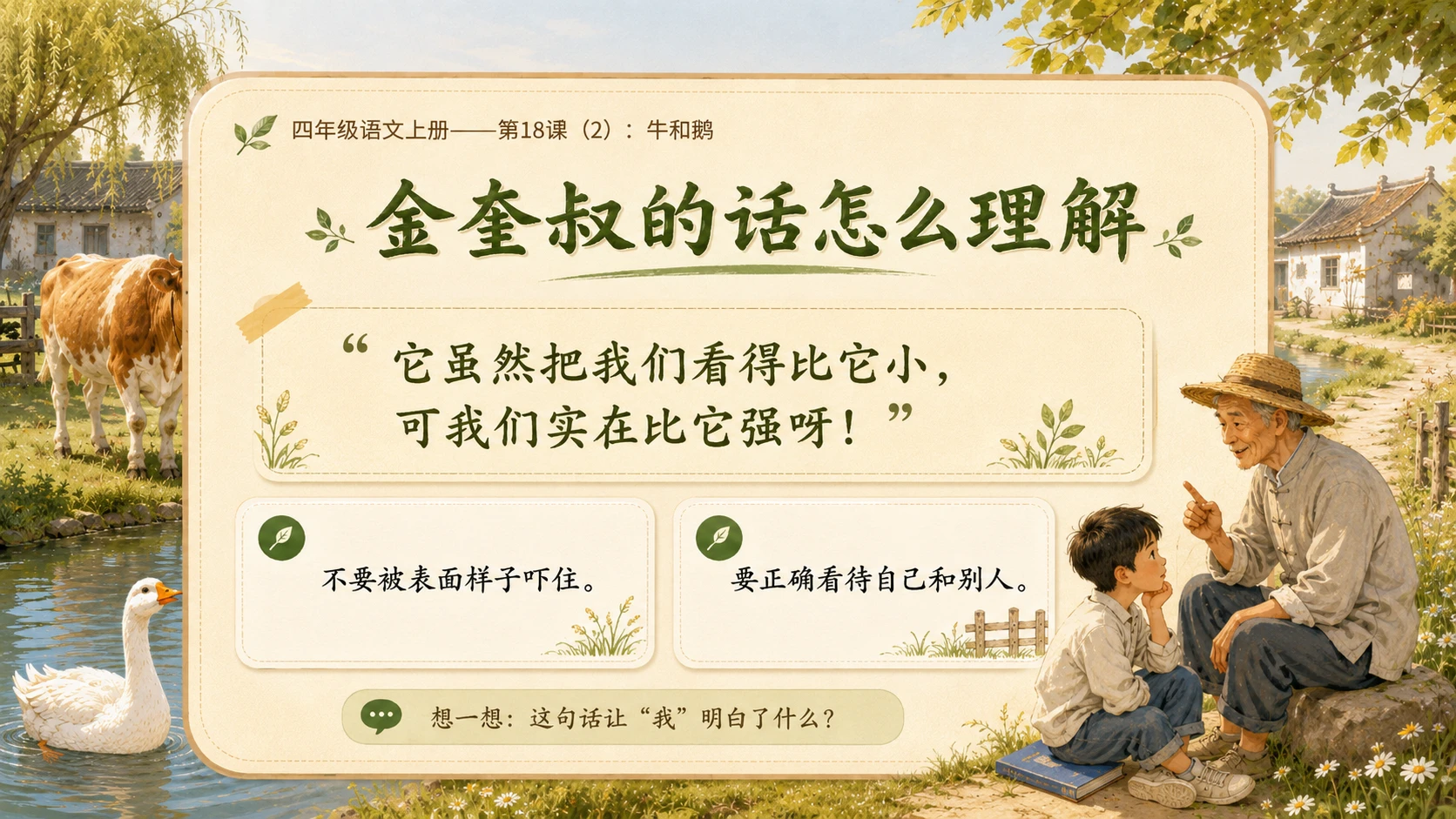 小学六年制统编教材系列课件——四年级语文上册第18课（2）：牛和鹅 - 预览图5