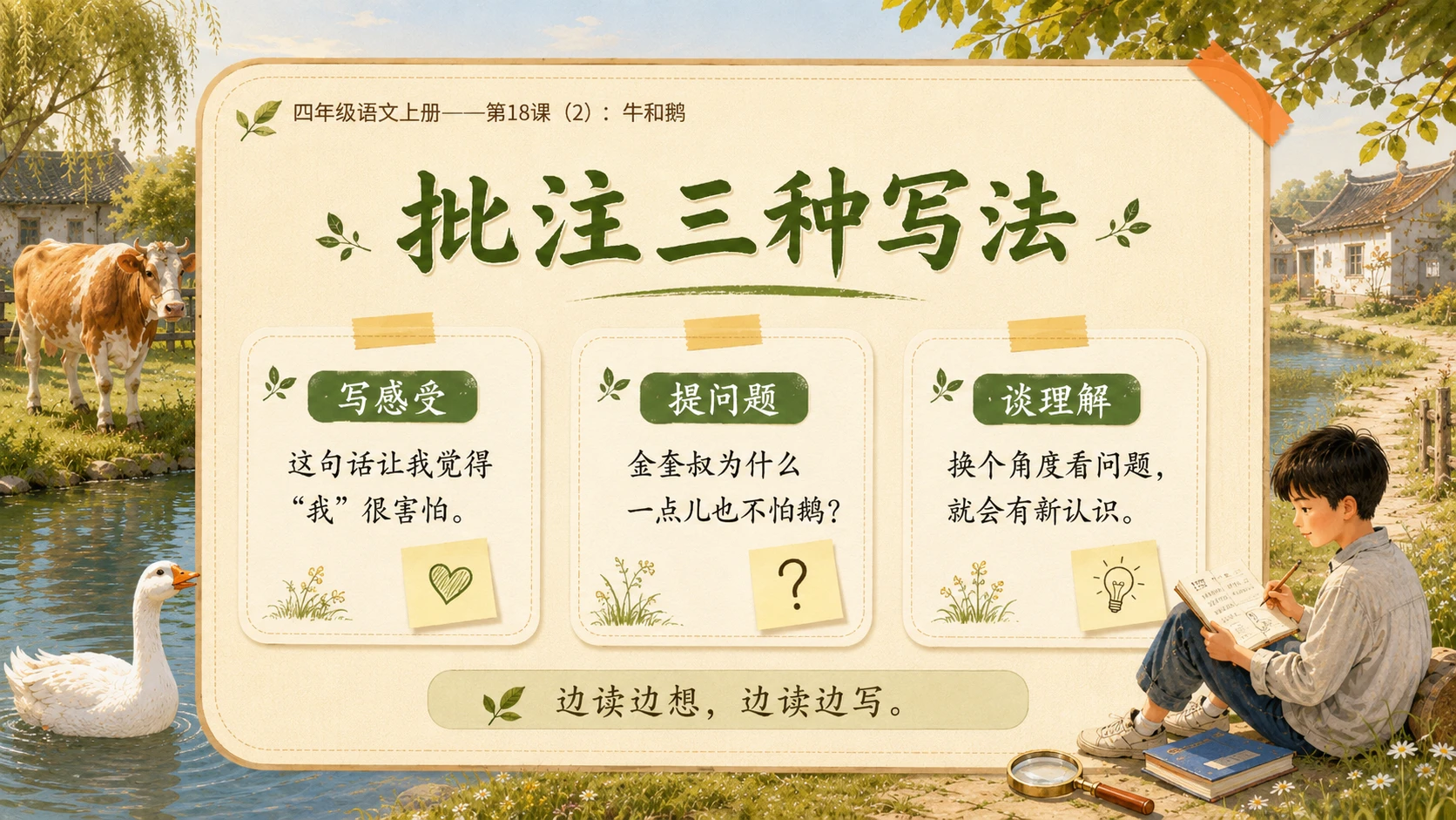 小学六年制统编教材系列课件——四年级语文上册第18课（2）：牛和鹅 - 预览图8