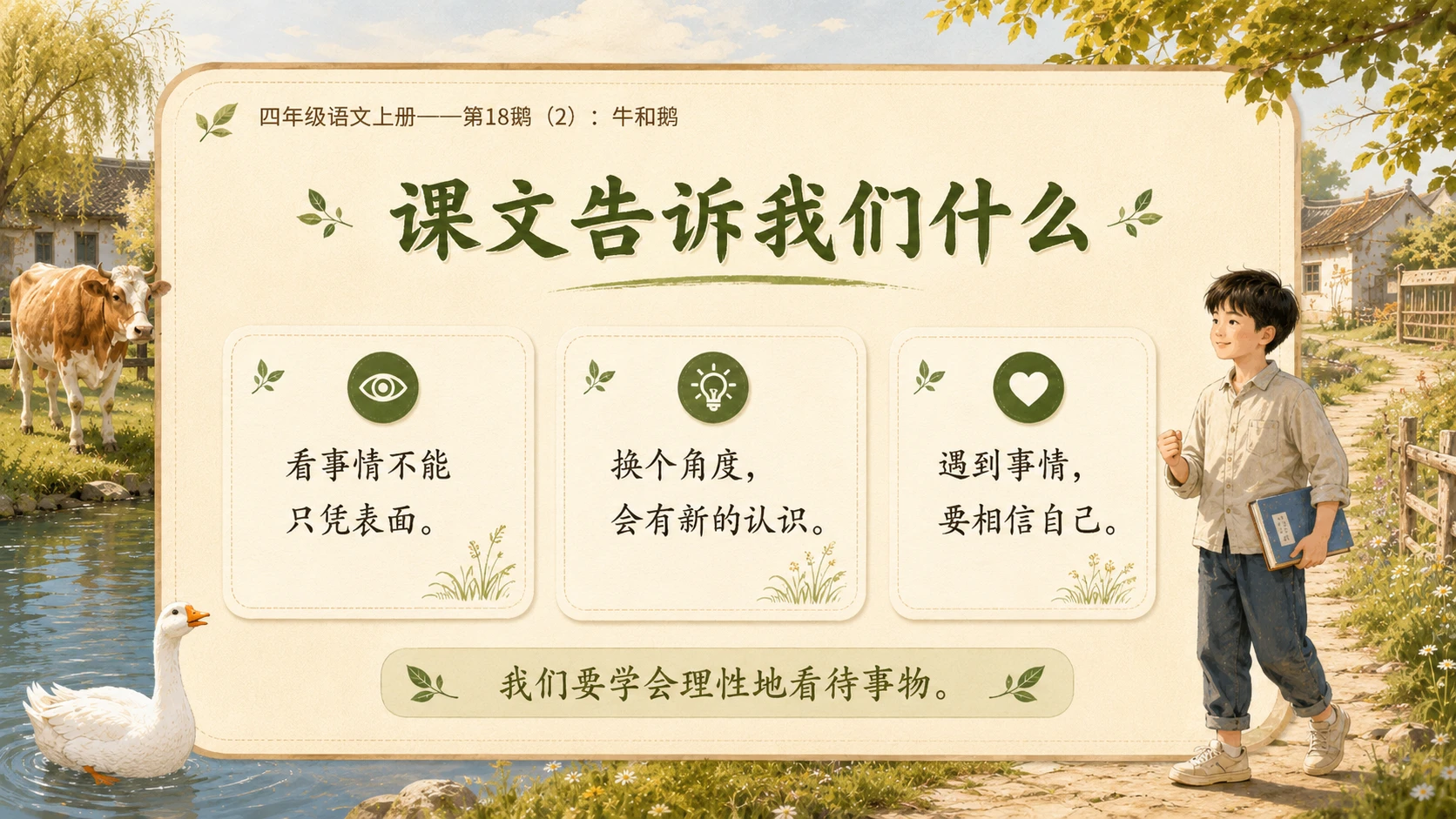 小学六年制统编教材系列课件——四年级语文上册第18课（2）：牛和鹅 - 预览图9