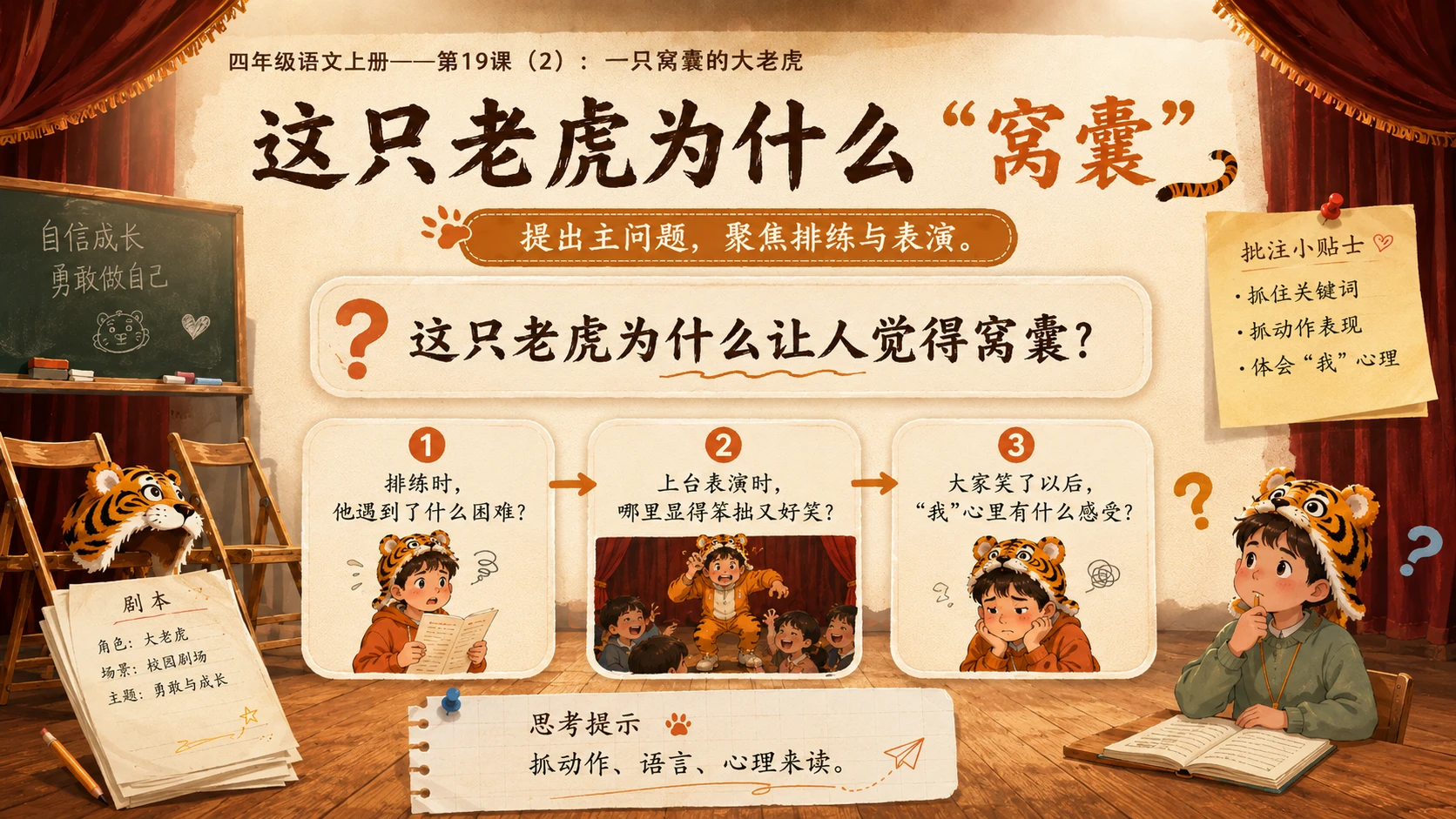小学六年制统编教材系列课件——四年级语文上册第19课（2）：一只窝囊的大老虎 - 预览图3