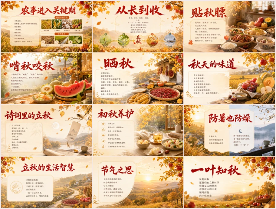 《立秋：一叶知秋，万物向收》二十四节气传统文化科普PPT课件 - 预览图14