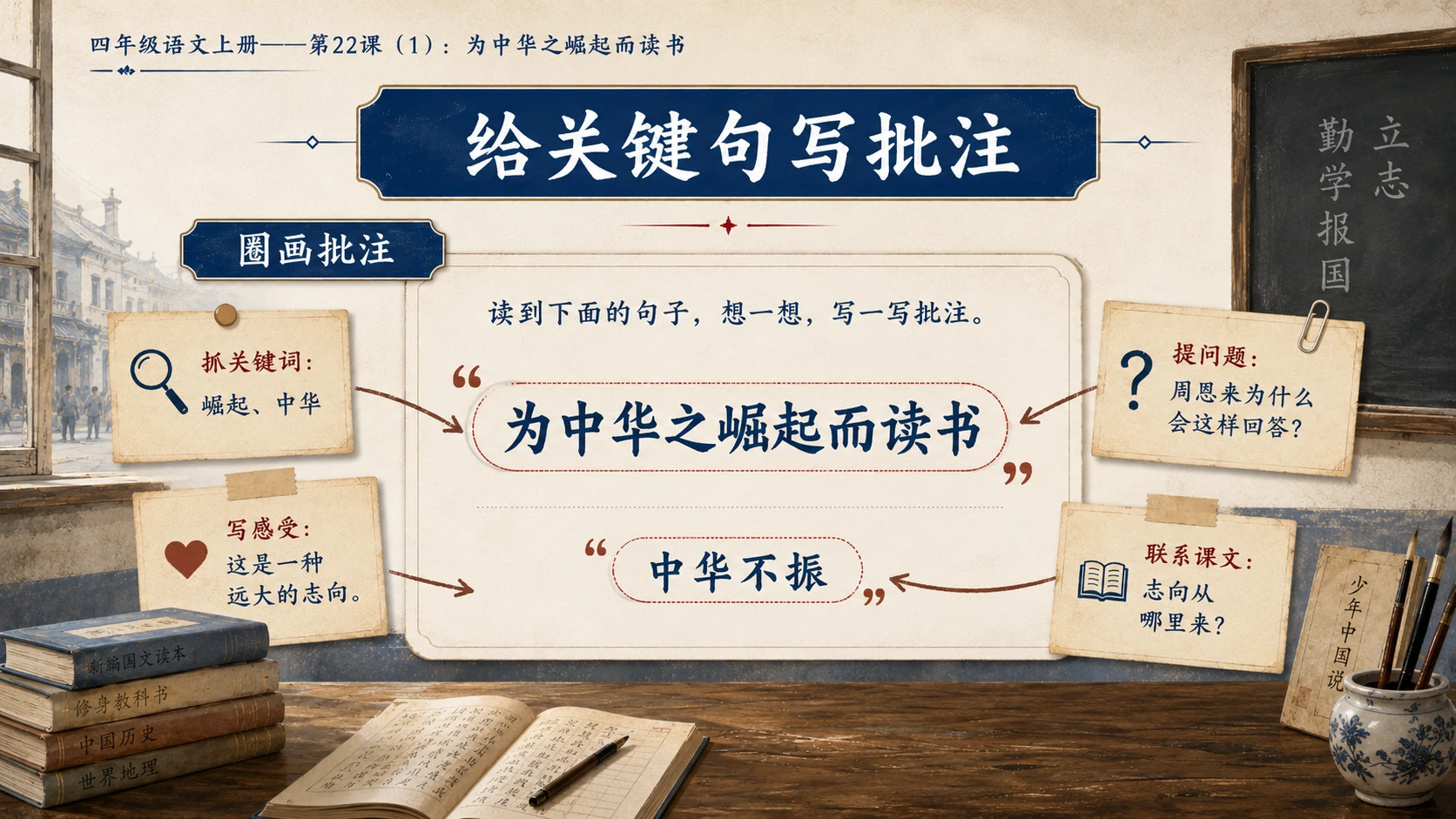 小学六年制统编教材系列课件——四年级语文上册第22课（1）：为中华之崛起而读书 - 预览图13