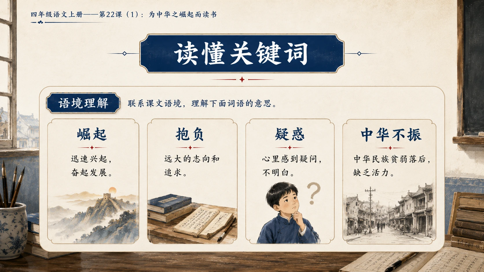 小学六年制统编教材系列课件——四年级语文上册第22课（1）：为中华之崛起而读书 - 预览图5