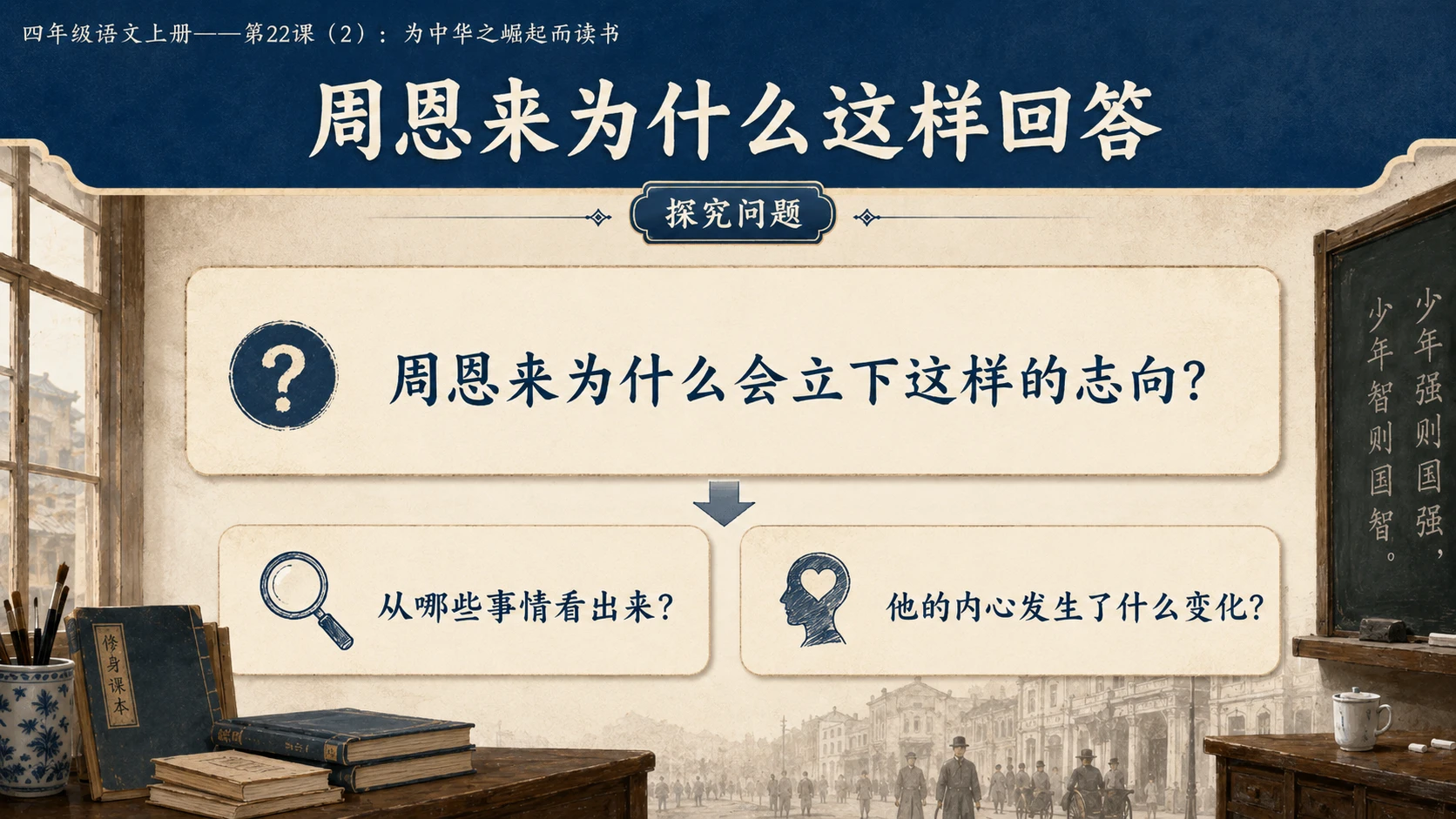 小学六年制统编教材系列课件——四年级语文上册第22课（2）：为中华之崛起而读书 - 预览图3