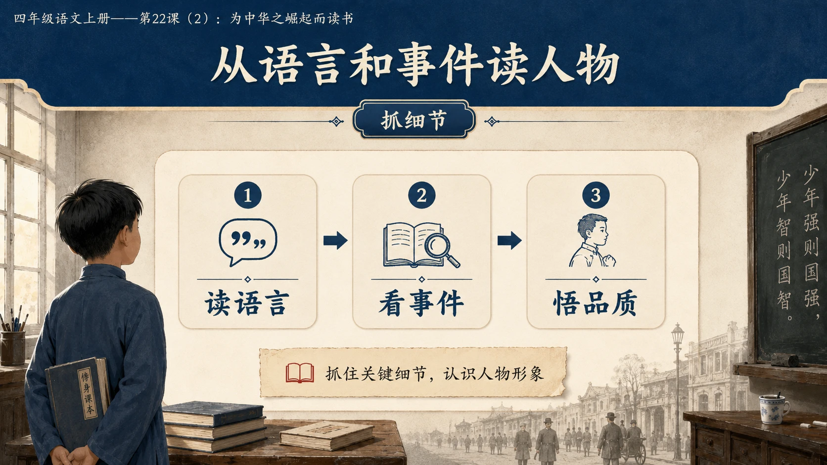小学六年制统编教材系列课件——四年级语文上册第22课（2）：为中华之崛起而读书 - 预览图8