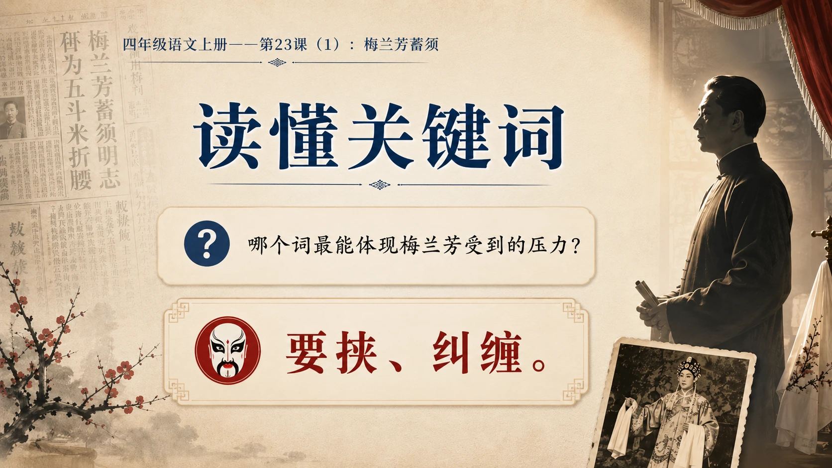 小学六年制统编教材系列课件——四年级语文上册第23课（1）：梅兰芳蓄须 - 预览图7