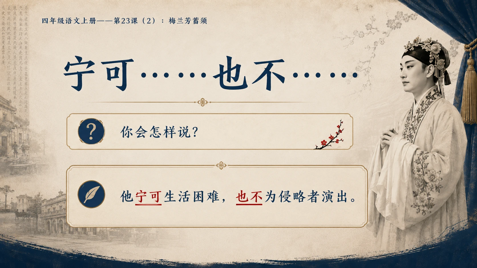 小学六年制统编教材系列课件——四年级语文上册第23课（2）：梅兰芳蓄须 - 预览图6