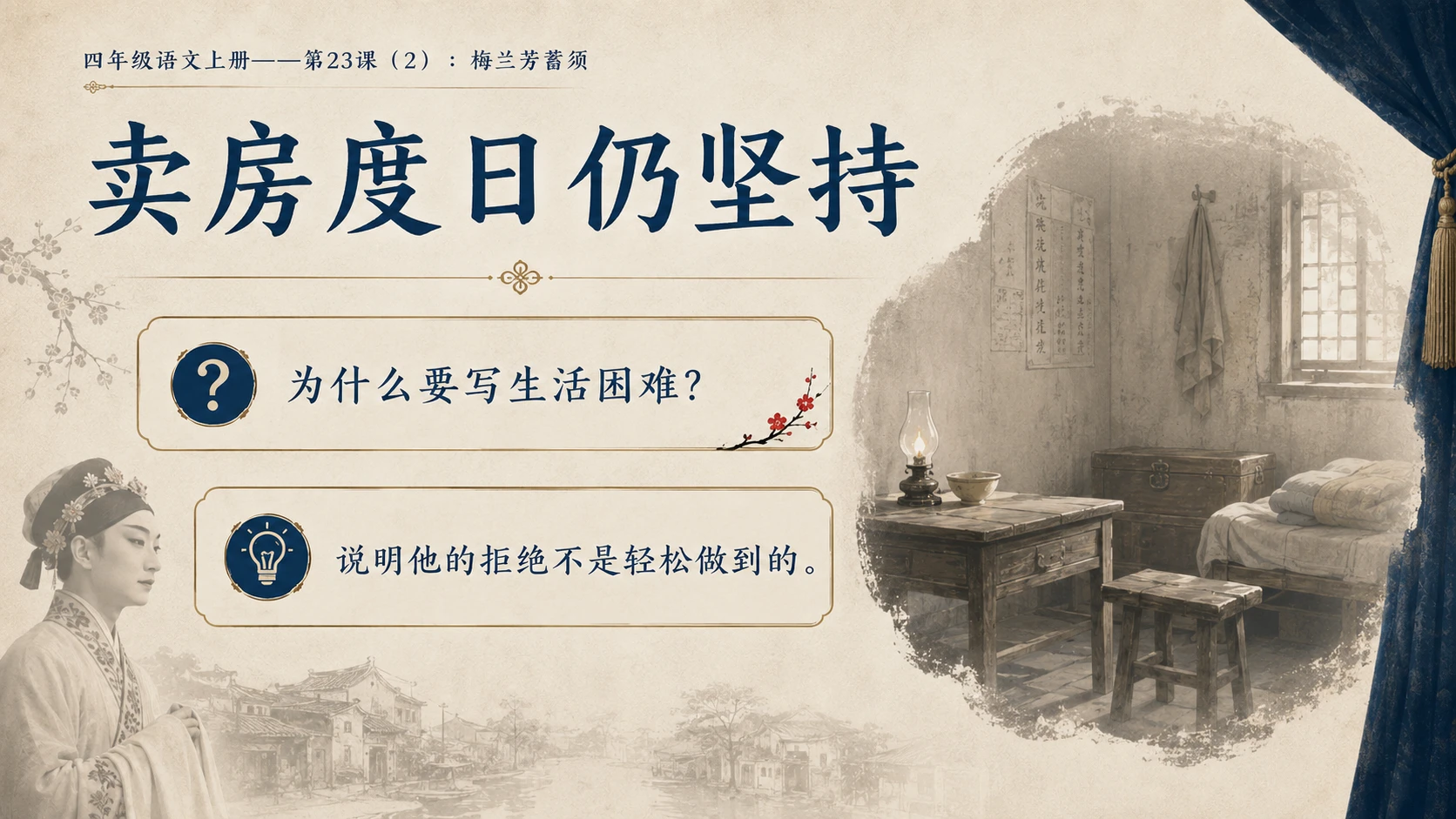 小学六年制统编教材系列课件——四年级语文上册第23课（2）：梅兰芳蓄须 - 预览图7