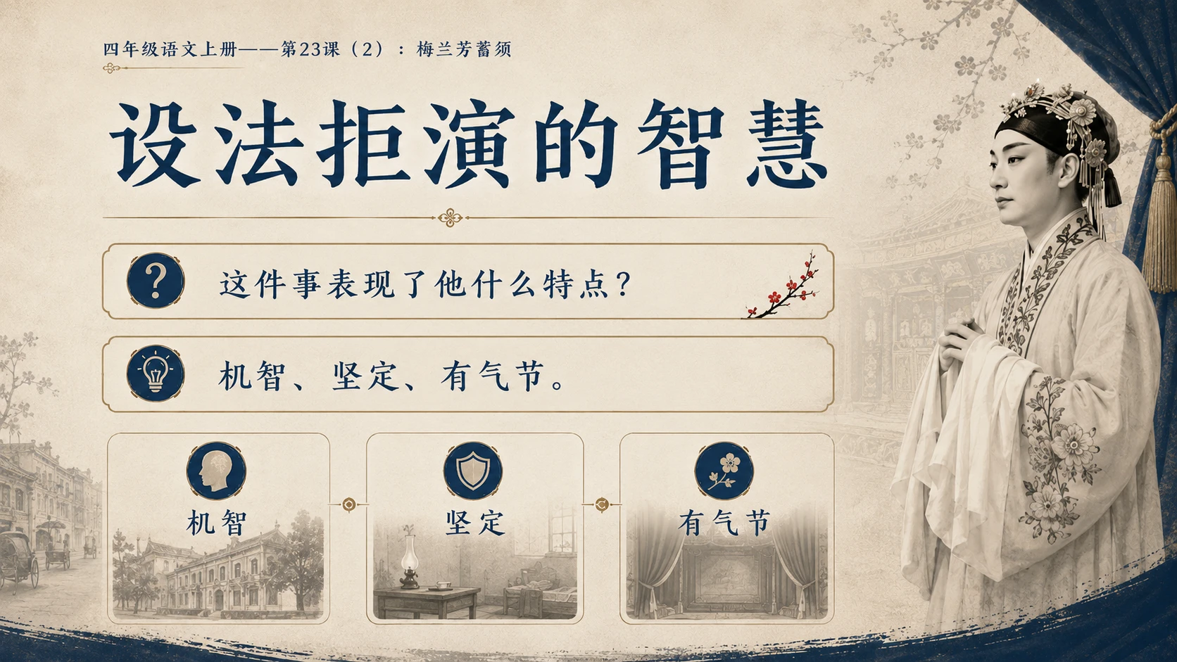 小学六年制统编教材系列课件——四年级语文上册第23课（2）：梅兰芳蓄须 - 预览图8