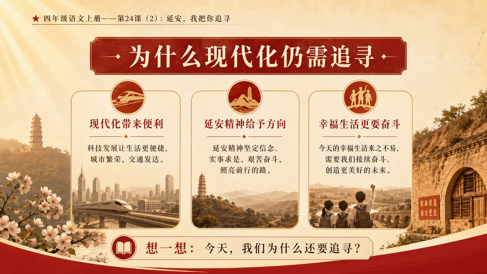 小学六年制统编教材系列课件——四年级语文上册第24课（2）：延安，我把你追寻 - 预览图8