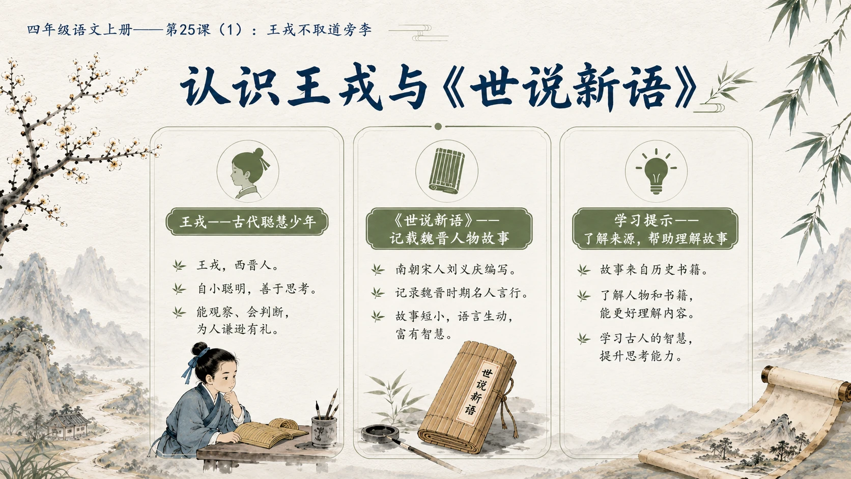 小学六年制统编教材系列课件——四年级语文上册第25课（1）：王戎不取道旁李 - 预览图4