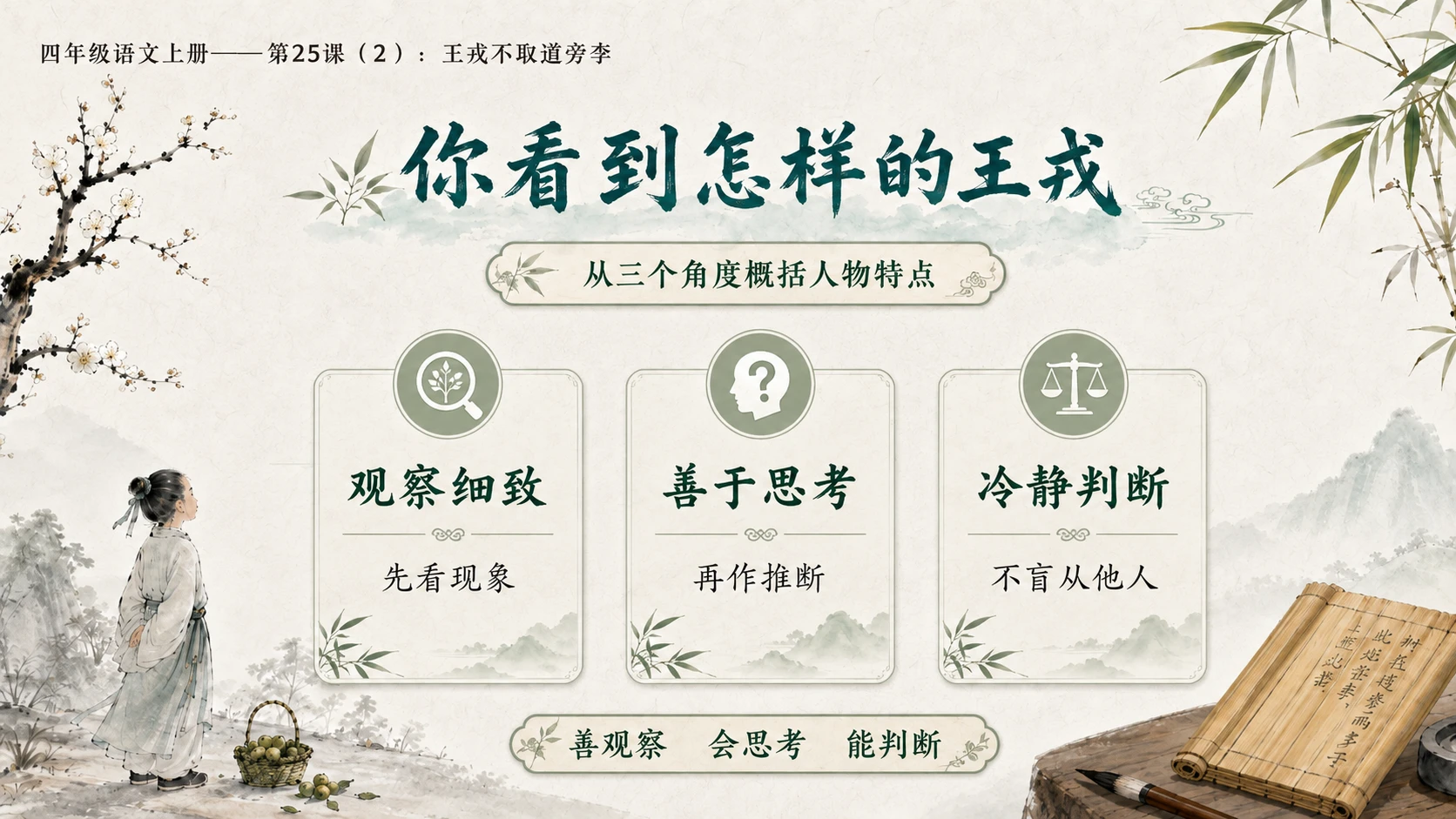 小学六年制统编教材系列课件——四年级语文上册第25课（2）：王戎不取道旁李 - 预览图5