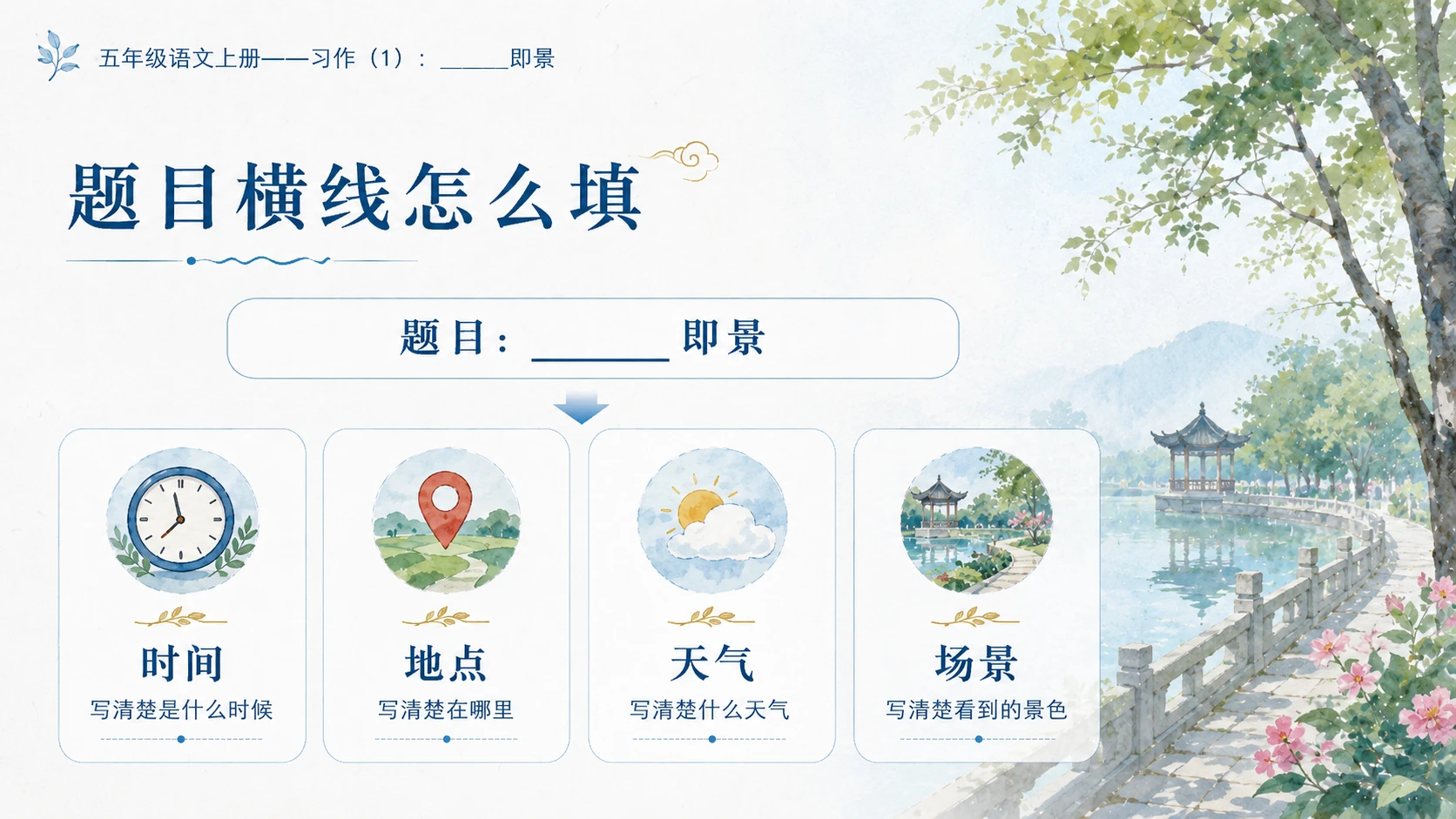 小学六年制统编教材系列课件——五年级语文上册：_____即景（1） - 预览图4