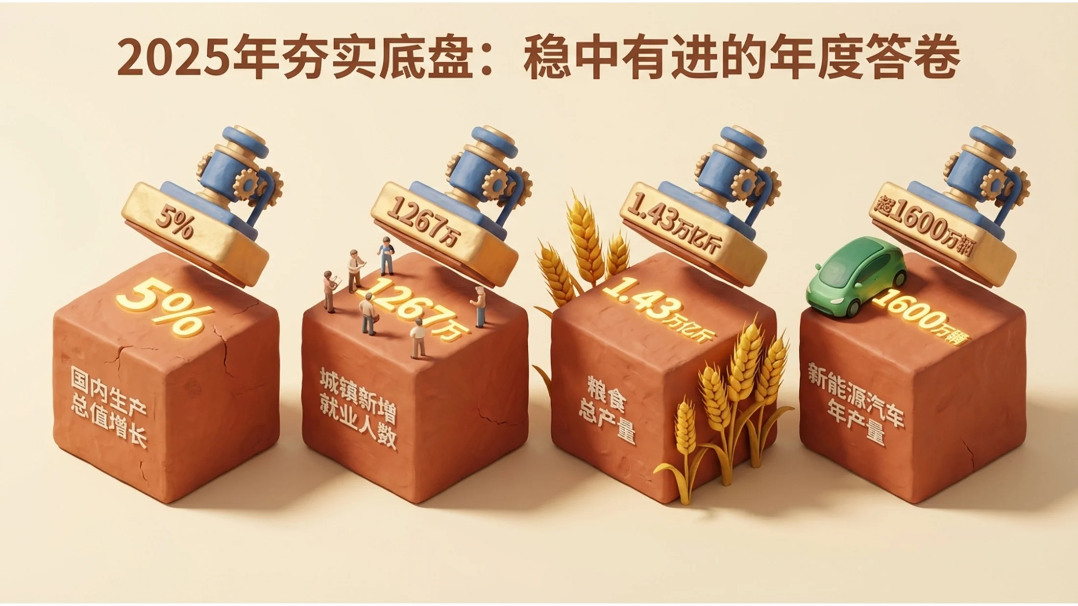 3D黏土动画风格政府工作报告PPT - 预览图1
