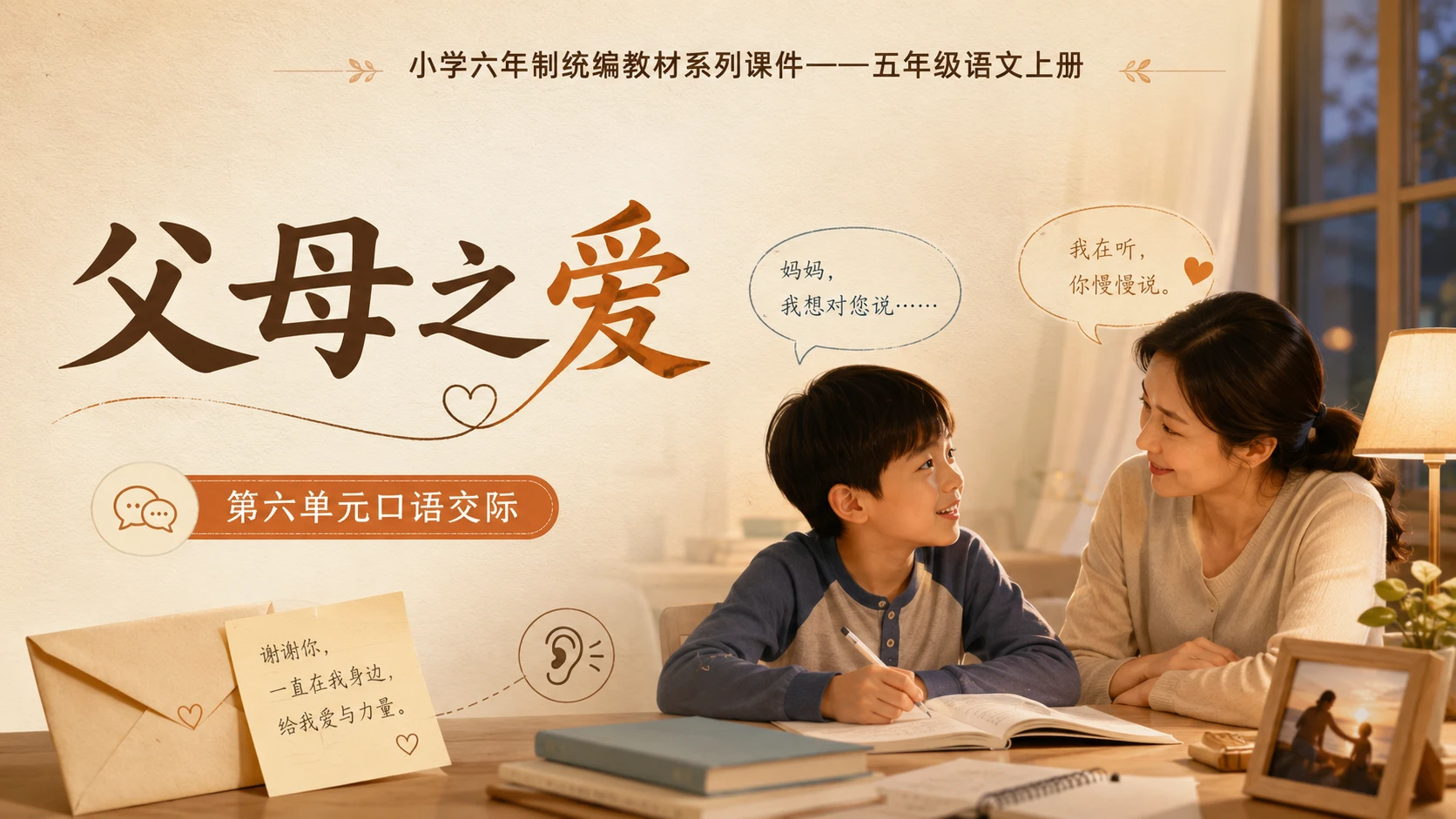 小学六年制统编教材系列课件——五年级语文上册：口语交际：父母之爱 - 预览图1