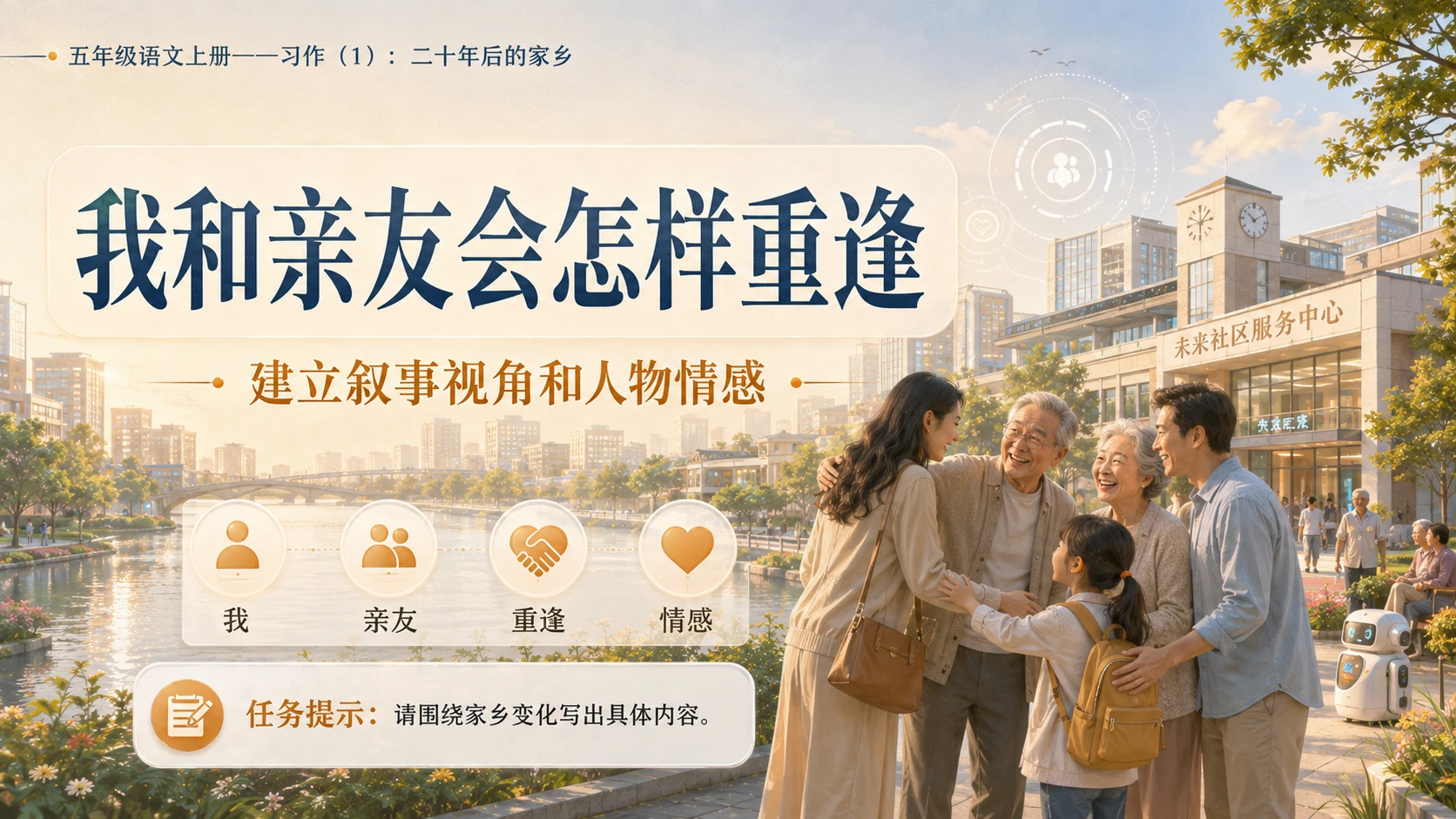 小学六年制统编教材系列课件——五年级语文上册：习作：二十年后的家乡（1） - 预览图9