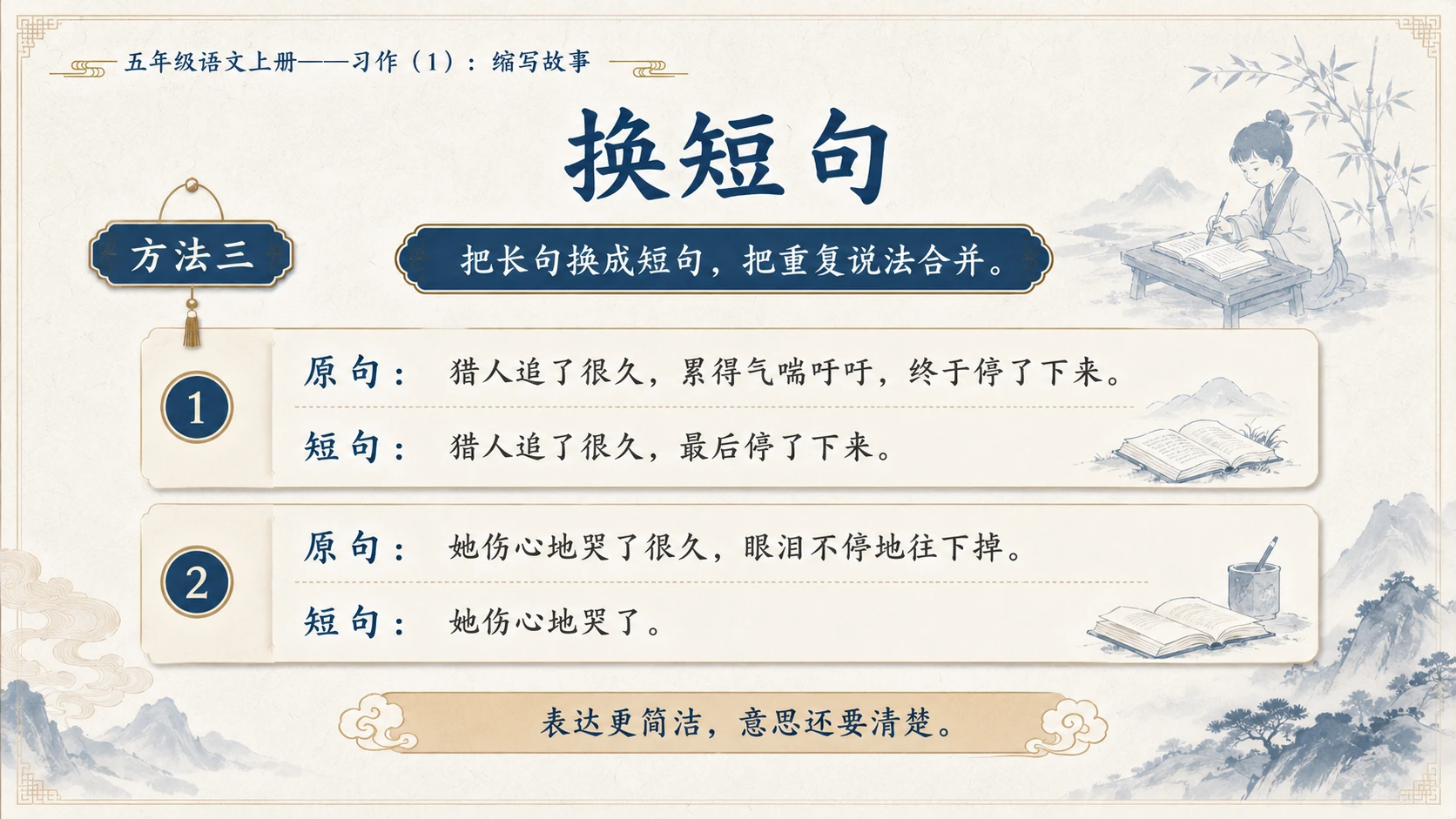 小学六年制统编教材系列课件——五年级语文上册：习作：缩写故事（1） - 预览图8