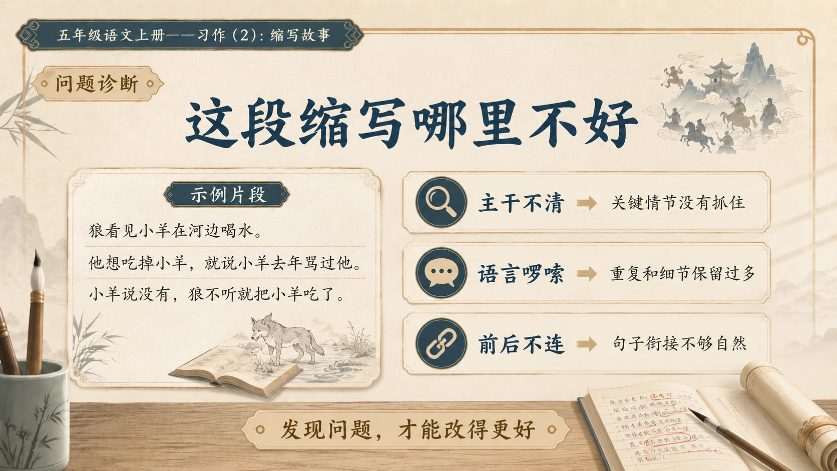 小学六年制统编教材系列课件——五年级语文上册：习作：缩写故事（2） - 预览图3