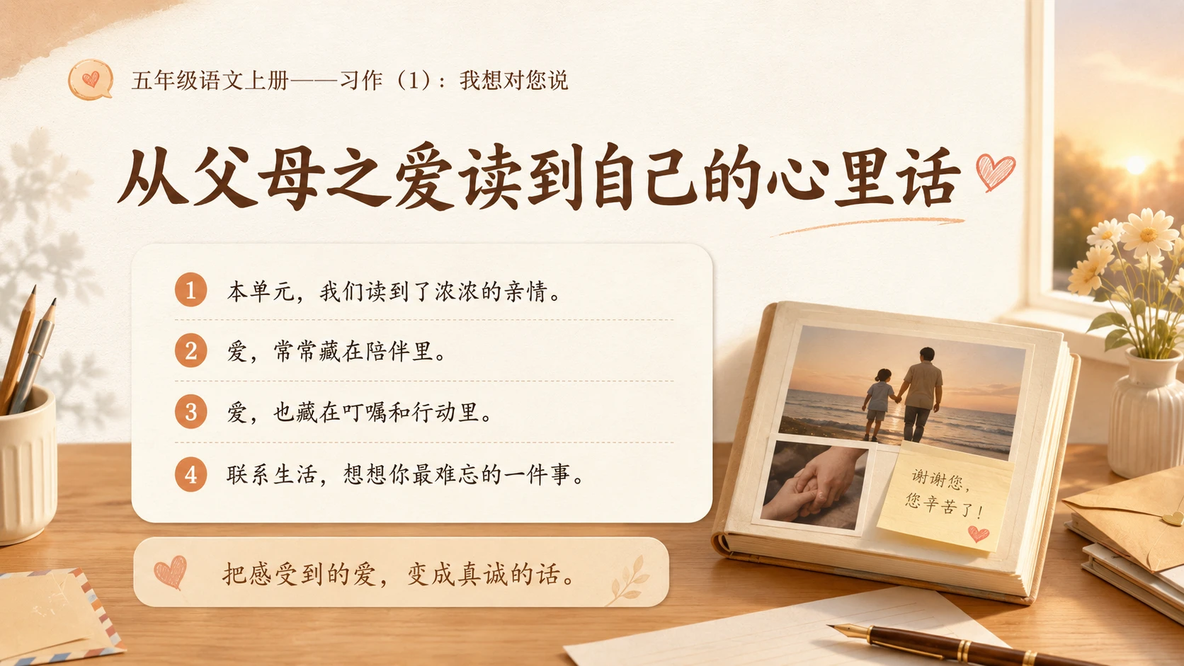 小学六年制统编教材系列课件——五年级语文上册：习作：我想对您说（1） - 预览图3