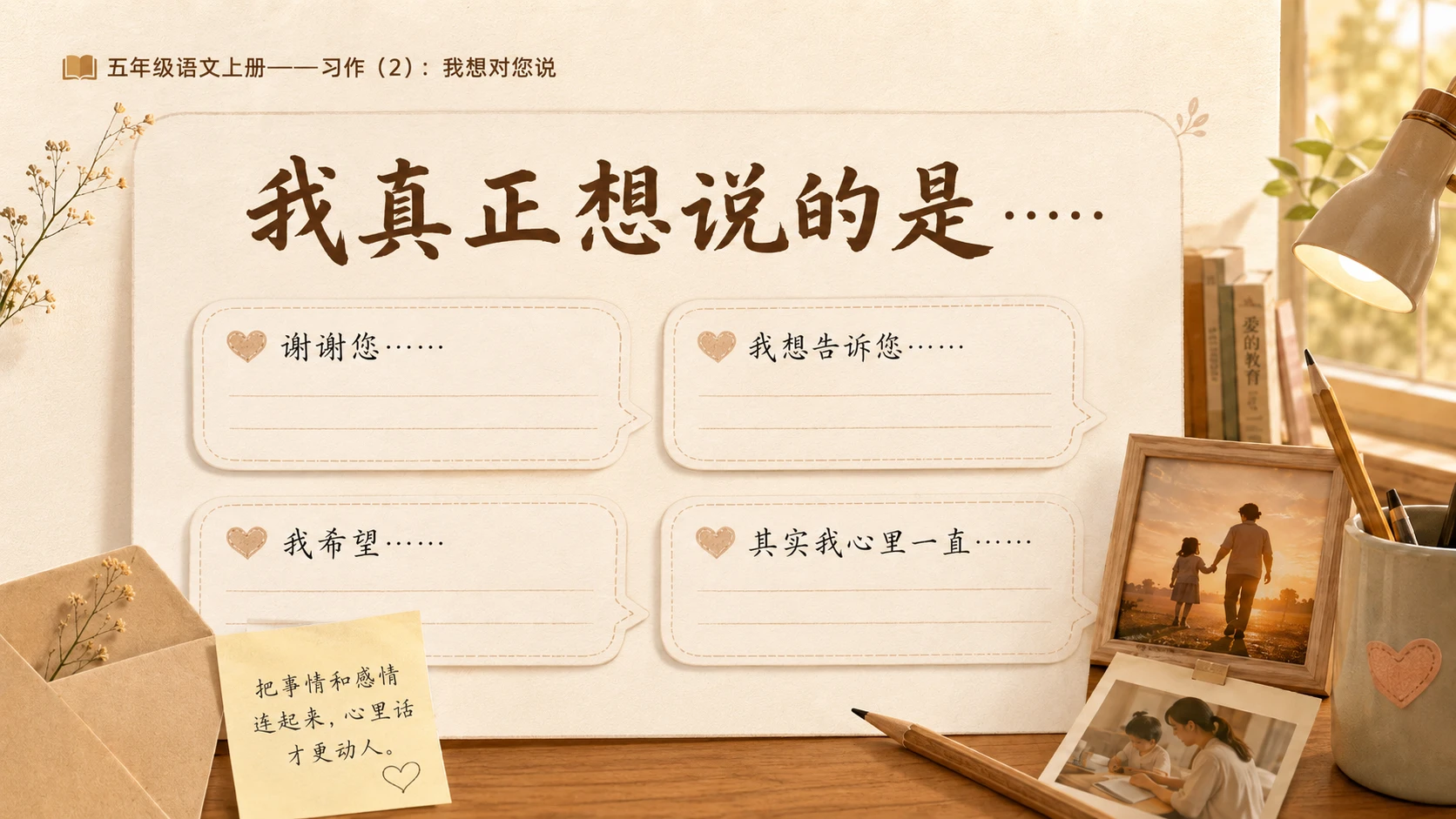 小学六年制统编教材系列课件——五年级语文上册：习作：我想对您说（2） - 预览图7