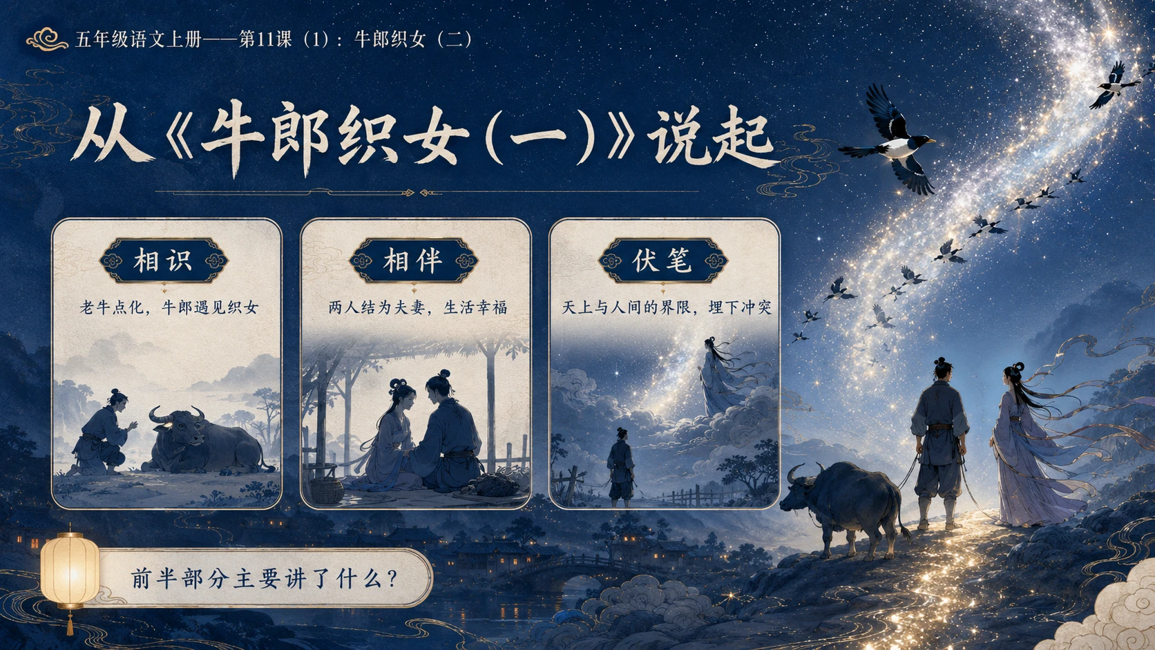 小学六年制统编教材系列课件——五年级语文上册第11课（1）：牛郎织女（二） - 预览图2