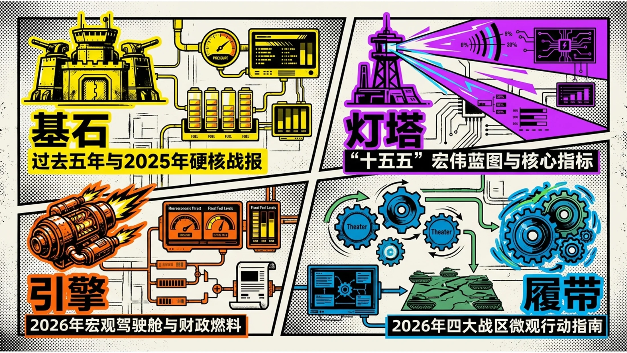多色赛璐珞阴影风格政府工作报告PPT - 预览图1