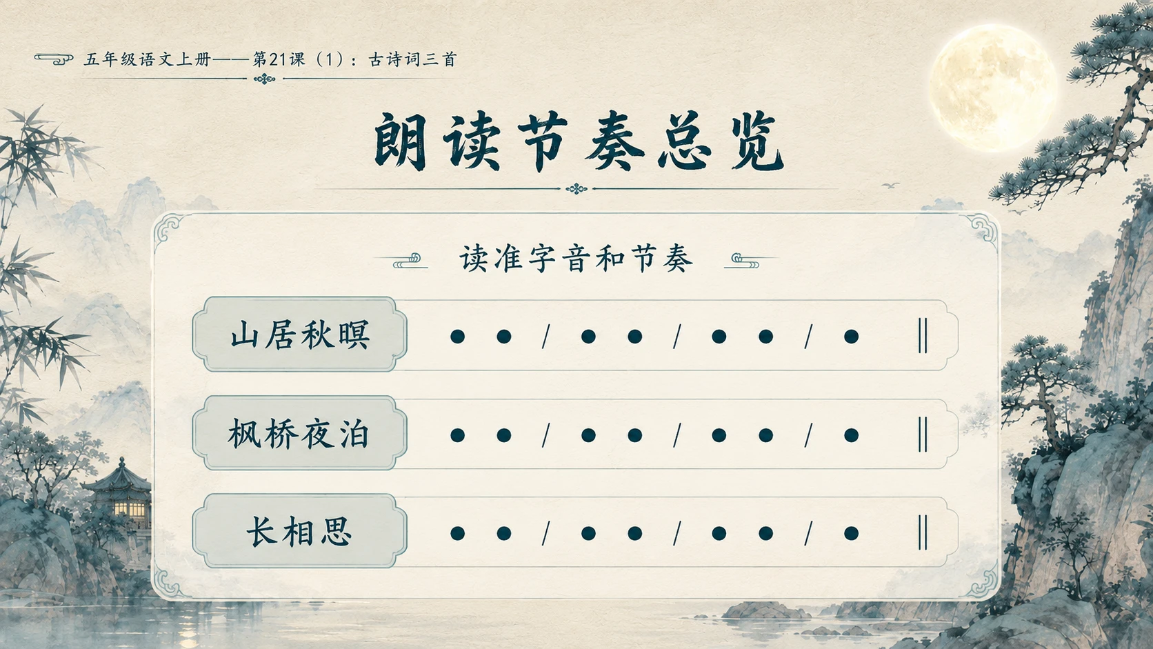 小学六年制统编教材系列课件——五年级语文上册第21课（1）：古诗词三首 - 预览图6
