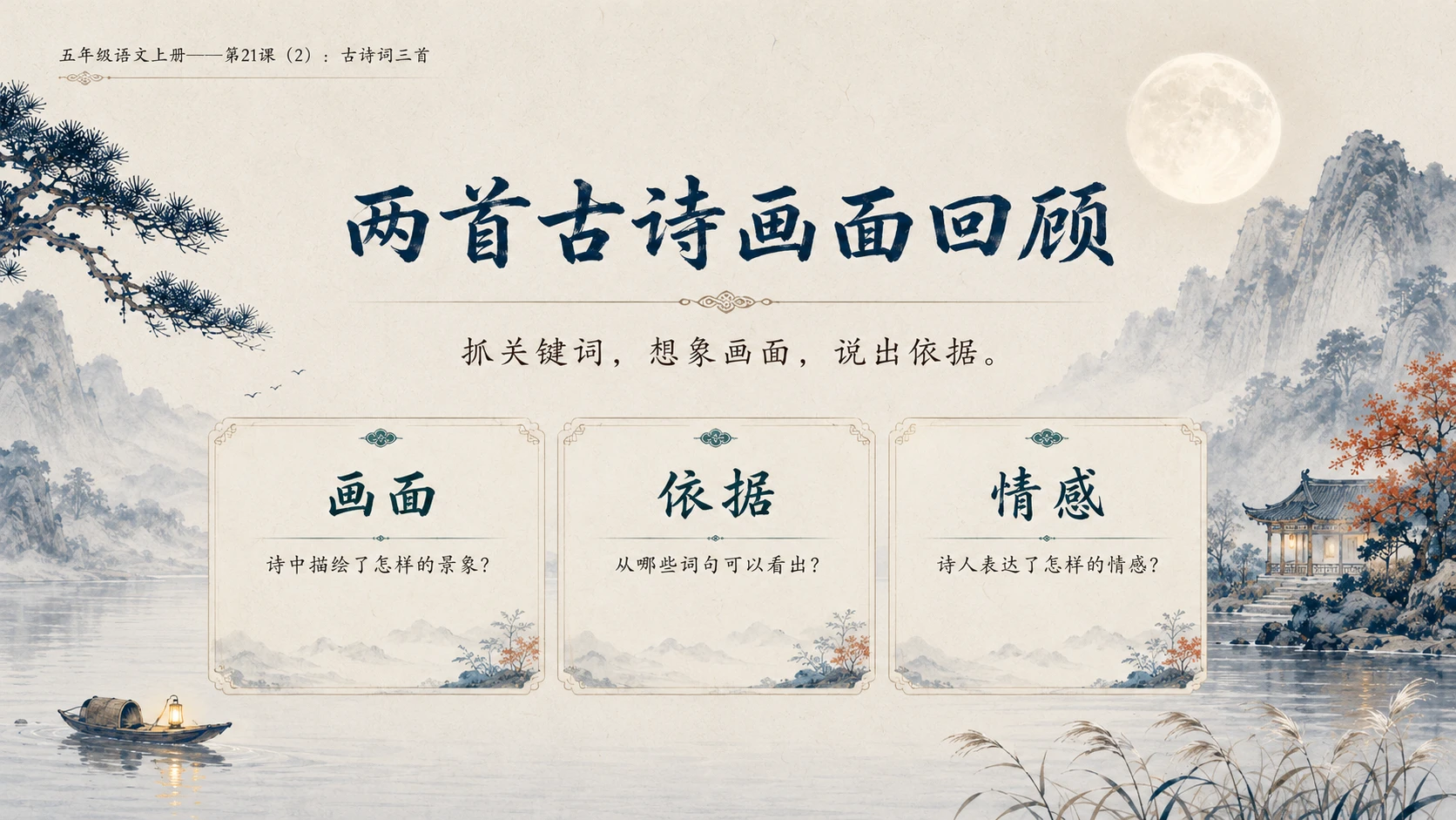 小学六年制统编教材系列课件——五年级语文上册第21课（2）：古诗词三首 - 预览图2