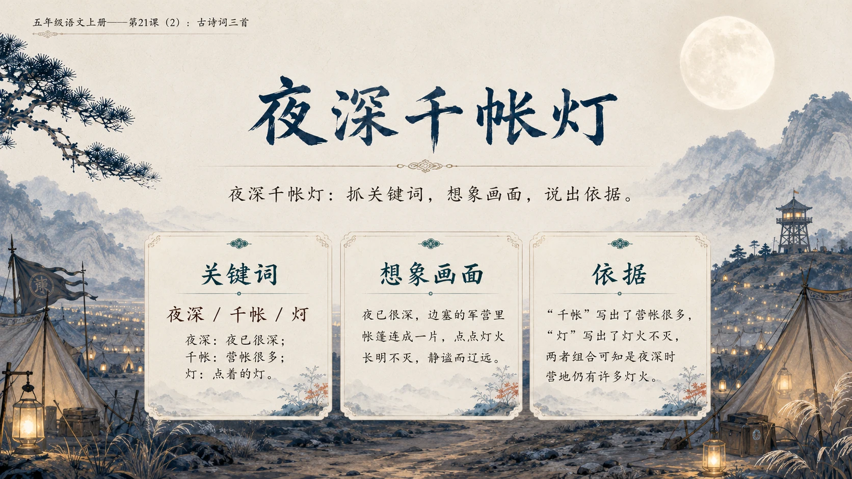 小学六年制统编教材系列课件——五年级语文上册第21课（2）：古诗词三首 - 预览图5