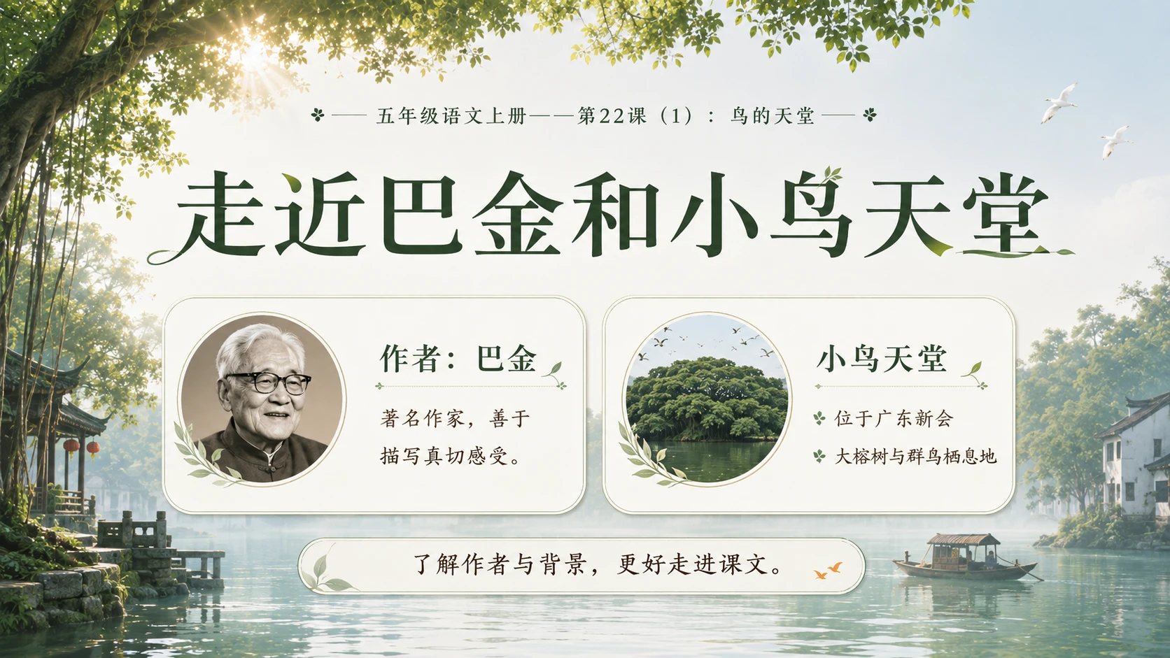 小学六年制统编教材系列课件——五年级语文上册第22课（1）：鸟的天堂 - 预览图4