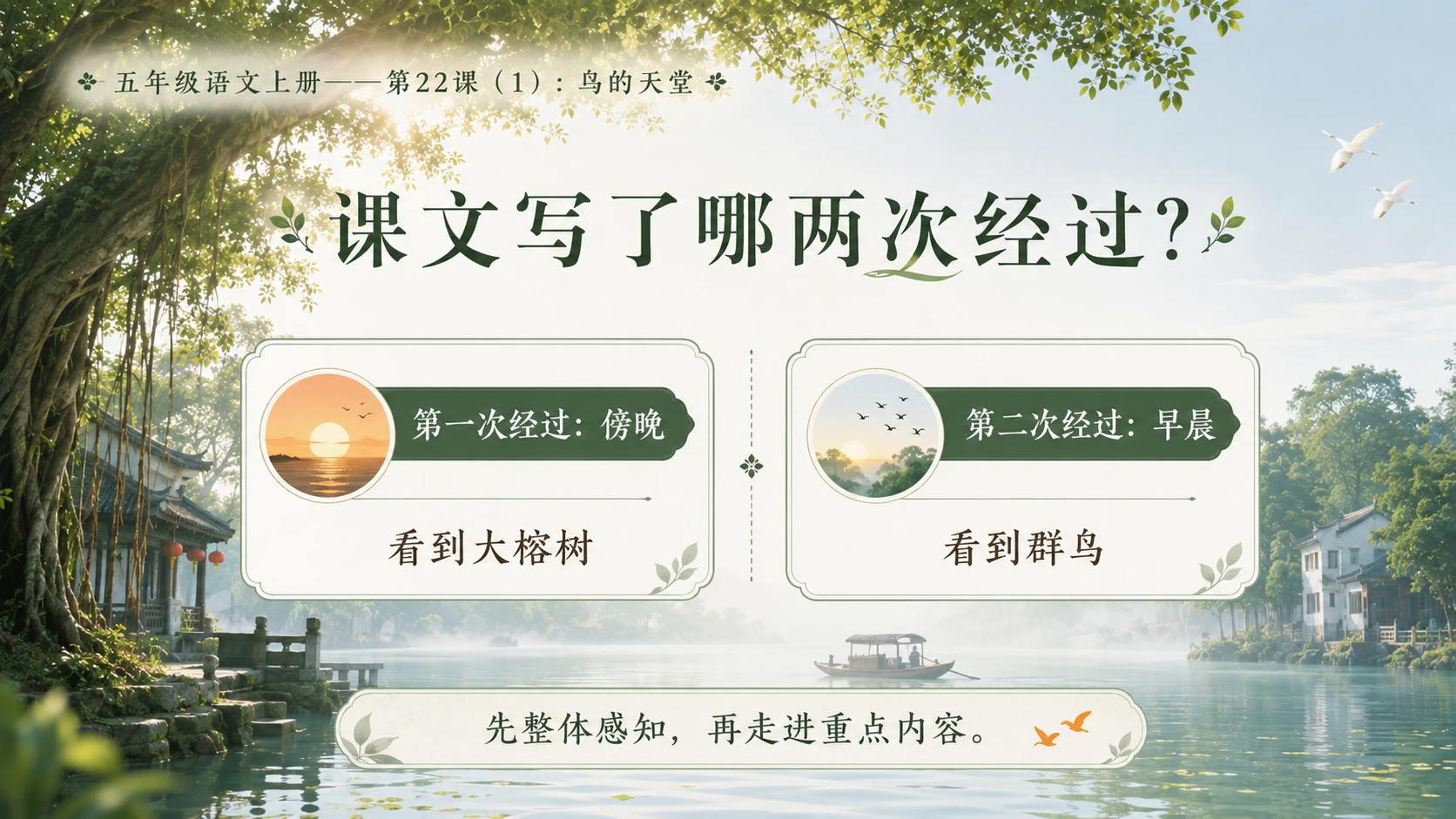 小学六年制统编教材系列课件——五年级语文上册第22课（1）：鸟的天堂 - 预览图8