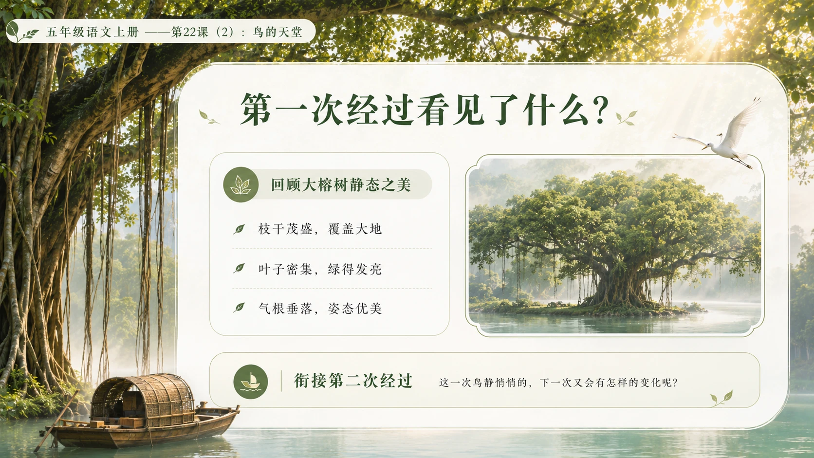 小学六年制统编教材系列课件——五年级语文上册第22课（2）：鸟的天堂 - 预览图2
