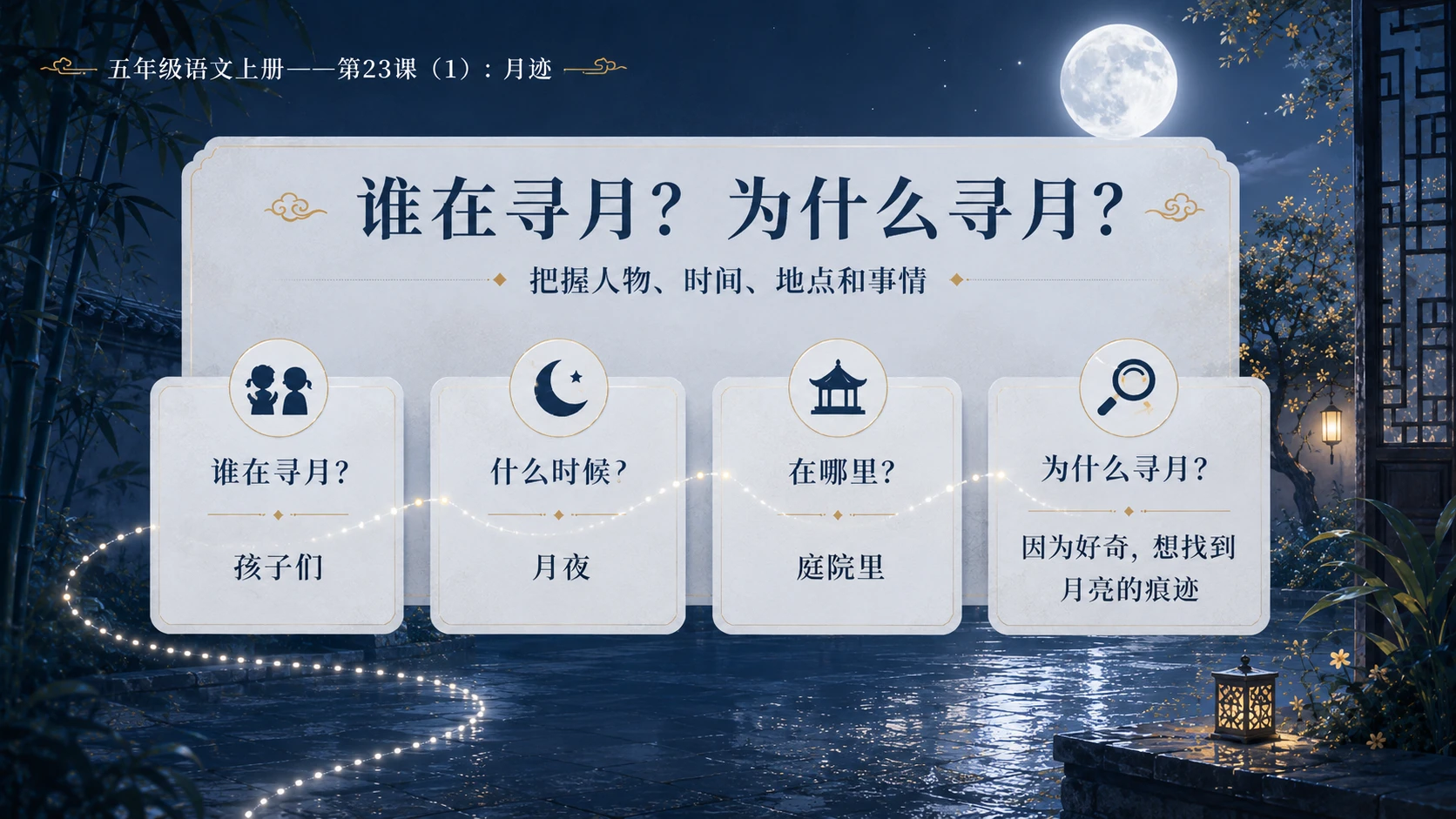 小学六年制统编教材系列课件——五年级语文上册第23课（1）：月迹 - 预览图9
