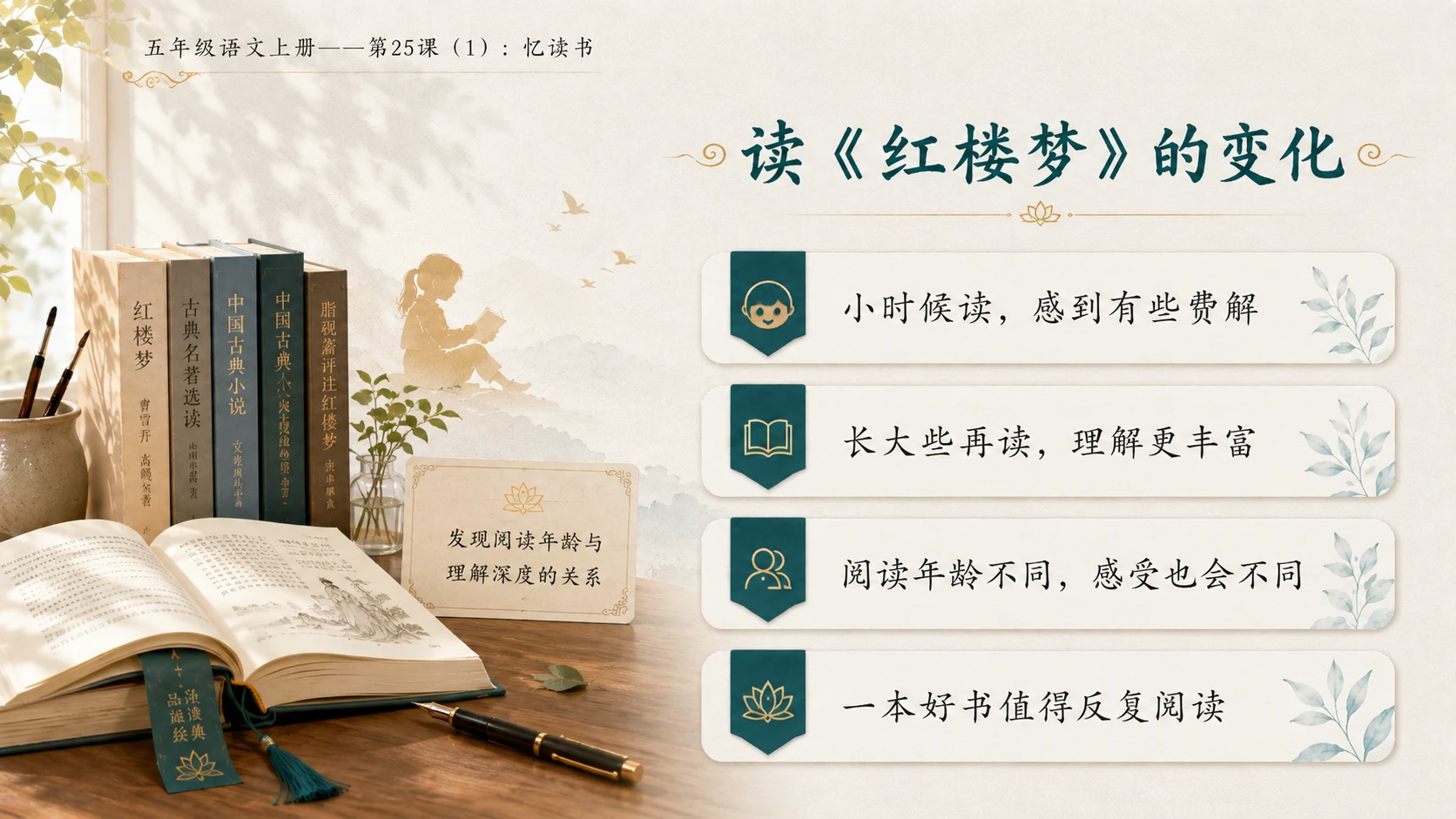 小学六年制统编教材系列课件——五年级语文上册第25课（1）：忆读书 - 预览图12