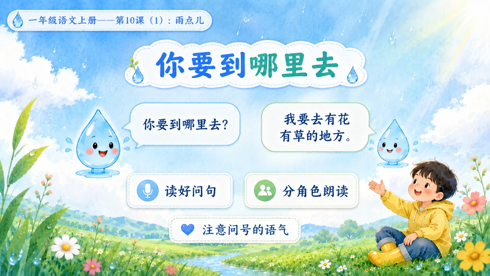 小学六年制统编教材系列课件——一年级语文上册第10课（1）：雨点儿 - 预览图14