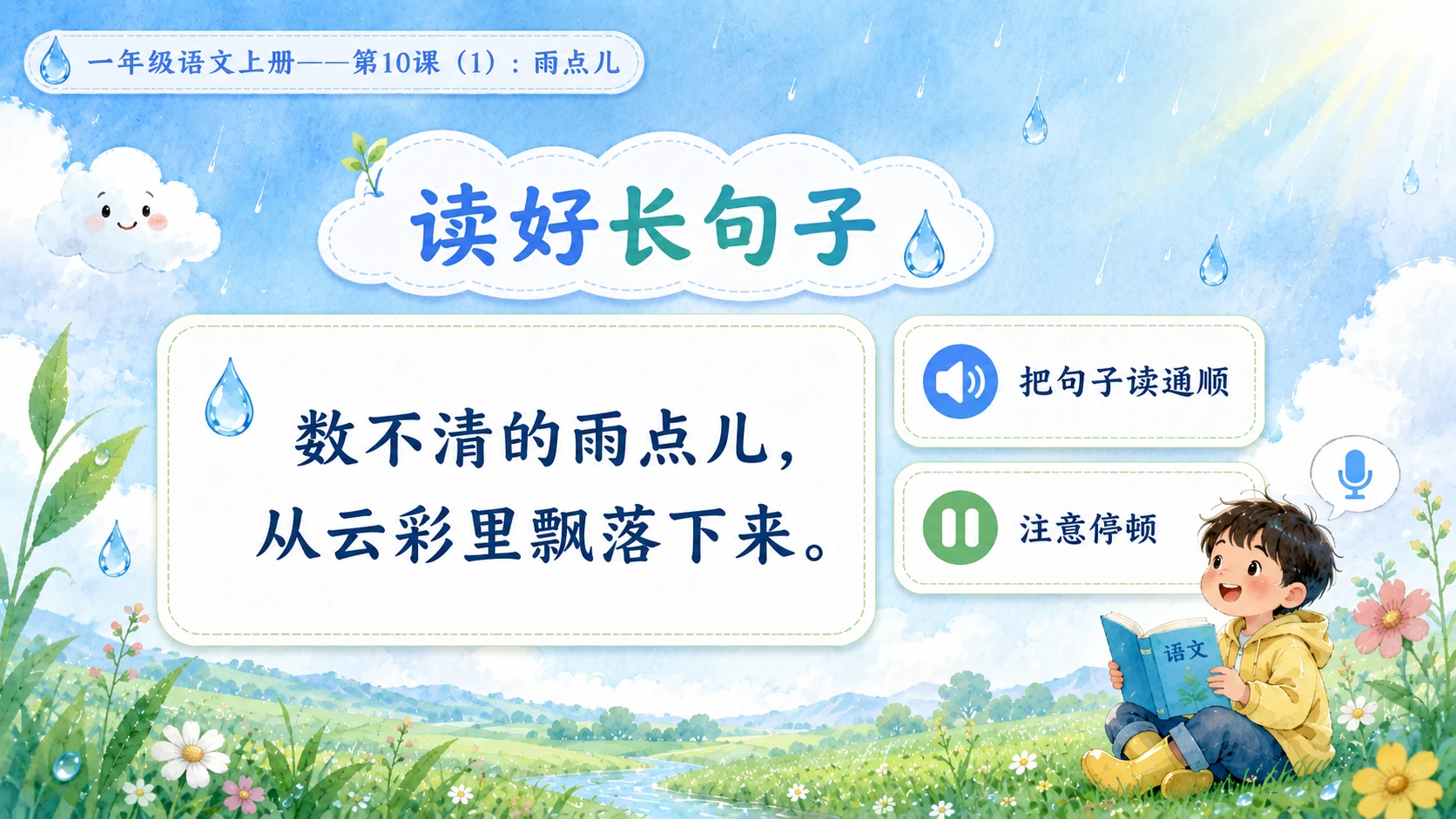 小学六年制统编教材系列课件——一年级语文上册第10课（1）：雨点儿 - 预览图16