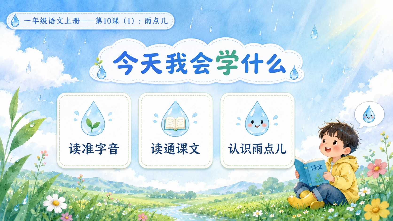 小学六年制统编教材系列课件——一年级语文上册第10课（1）：雨点儿 - 预览图2