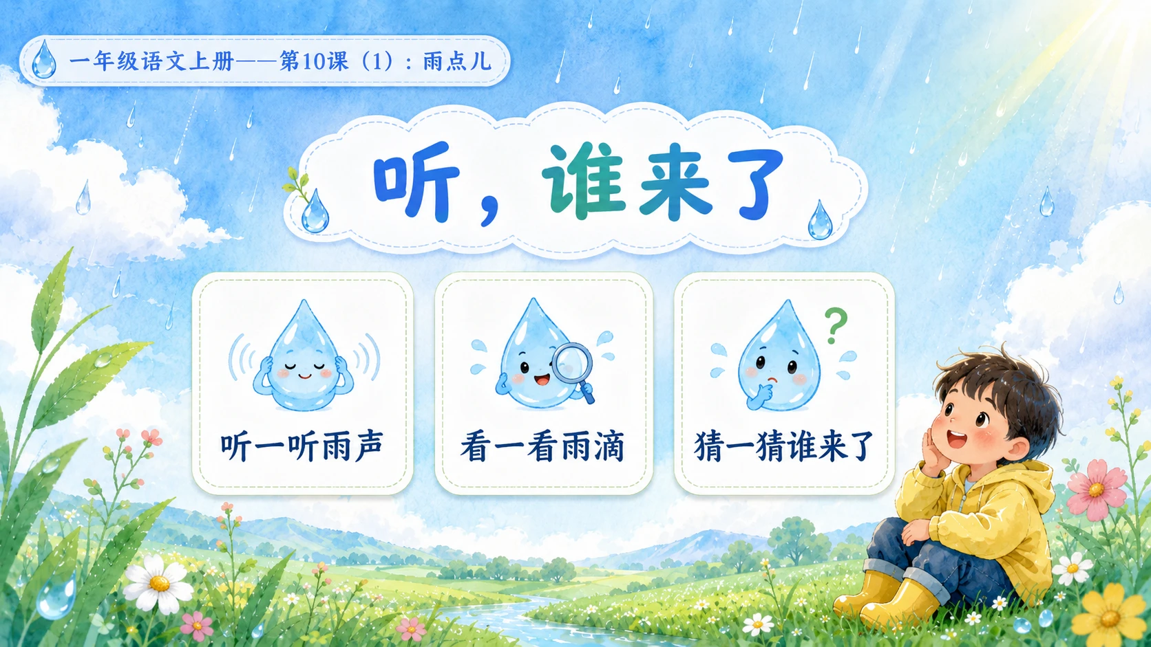 小学六年制统编教材系列课件——一年级语文上册第10课（1）：雨点儿 - 预览图3