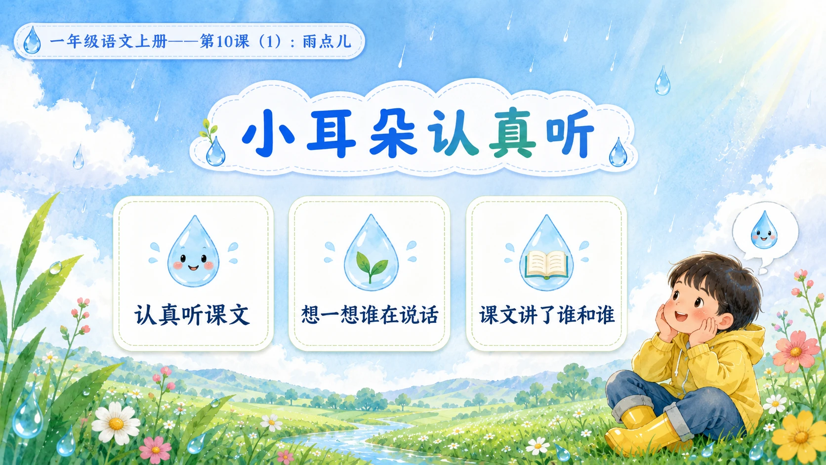 小学六年制统编教材系列课件——一年级语文上册第10课（1）：雨点儿 - 预览图4